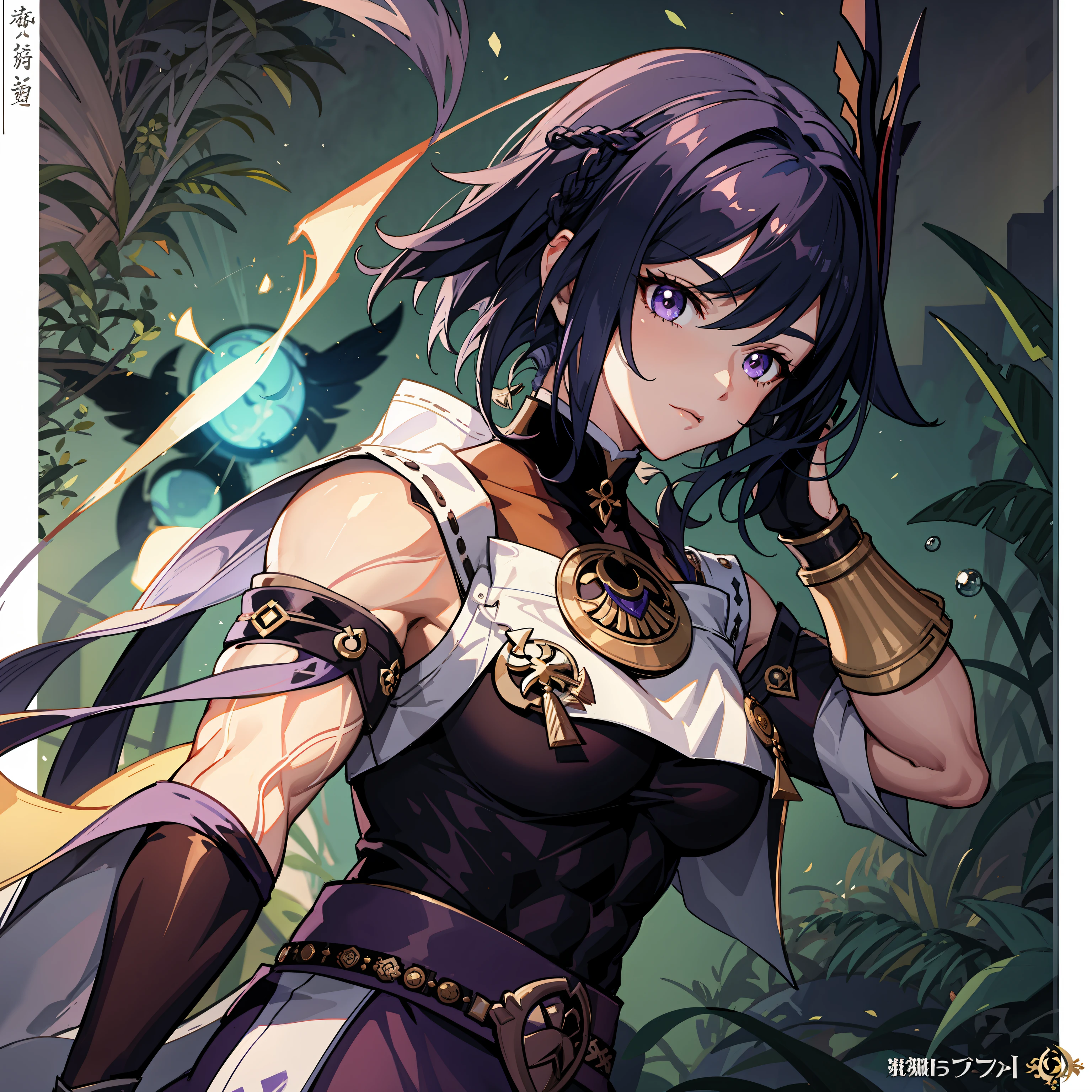 anime character with blue hair and purple hair ,strong pose, most strongest pose, thicc, super buff and cool, ery muscular! white, commission for high res, muscular girl, muscular!!, oc commission, muscular!!, ayaka genshin impact, zhongli from genshin impact, keqing from genshin impact, genshin impact character, genshin impact, ayaka game genshin impact, genshin impact style, cushart krenz key art feminine, video game genshin impact, genshin, official artwork