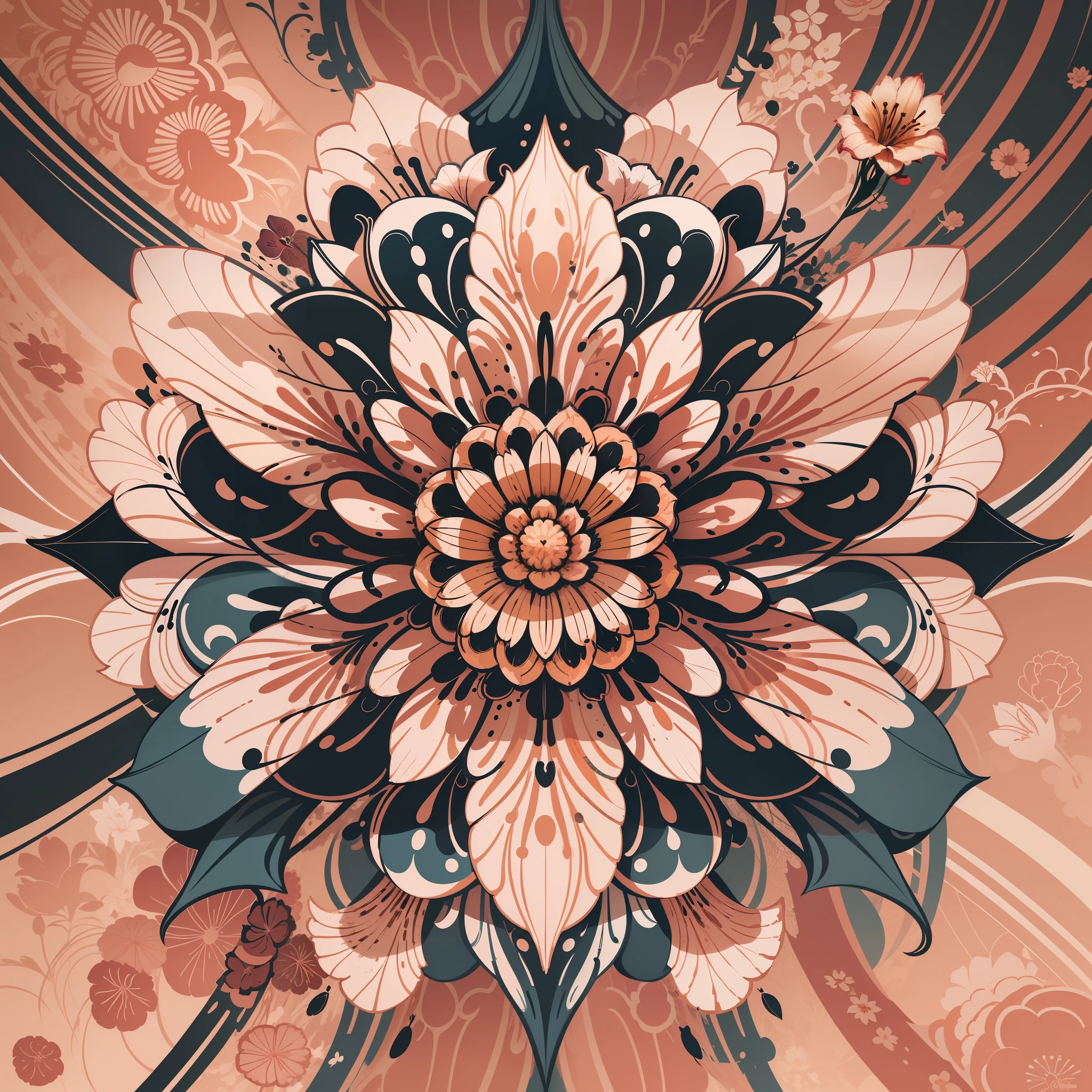 abstract lily flower wallpaper, vector style, splash ink, colorful, intricate