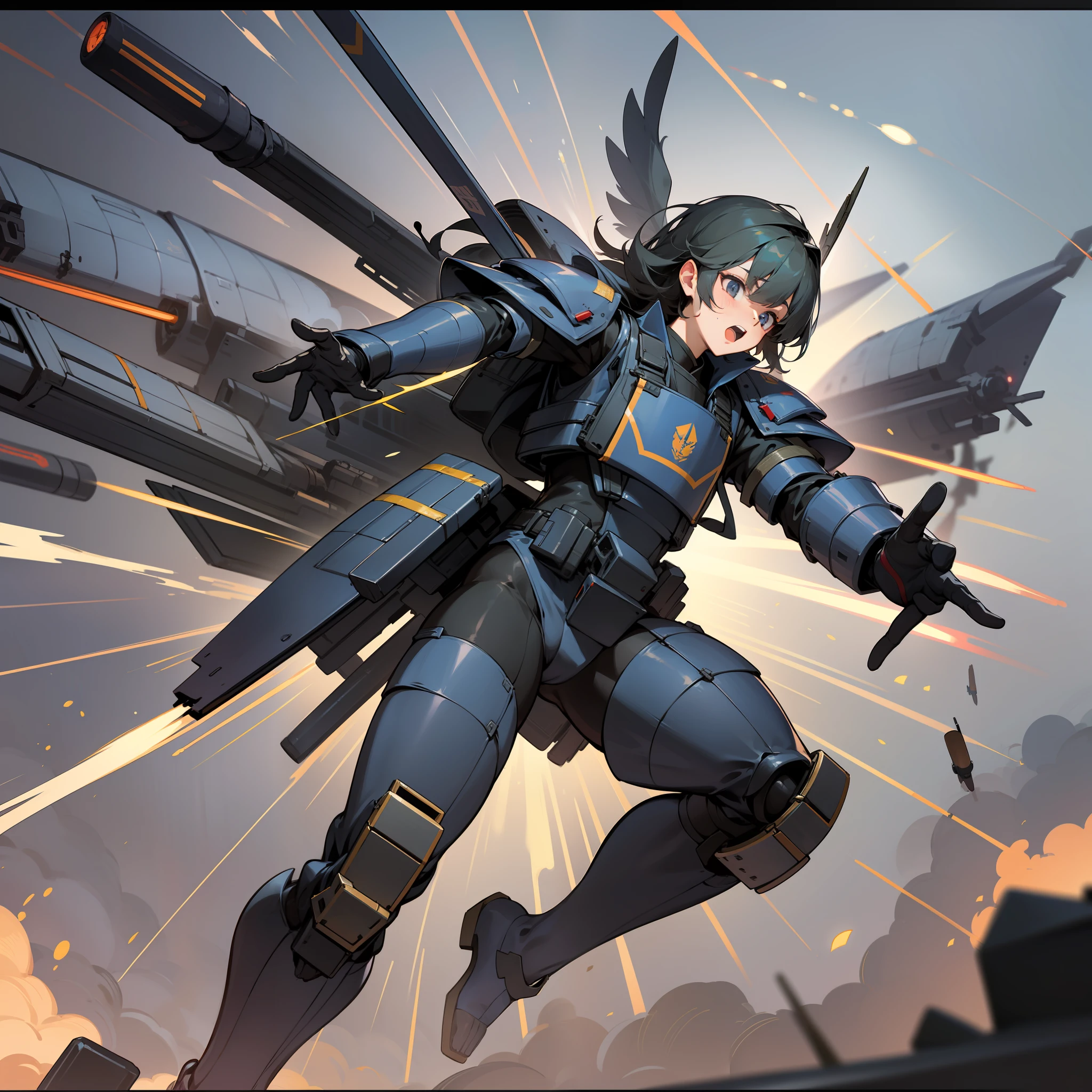 After graduating from Waseda University，Tomokawa became an officer in the riot control mobile unit of the Tokyo Metropolitan Police Department，He then joined the Japanese Rocket Flying Corps。Due to outstanding performance on the battlefield，Norio Tomokawa rose through the ranks，In the end, he was selected as the main candidate for the use of the latest developed armored flight suit of the Pacific Front，This may also be due to the involvement of Jinchuan Industries。

Norio Tomokawa uses one of the few Goldfinch power armor，Ability to fly at unimaginable speeds and respond to threats from the air as well as from the ground，And freeze enemy soldiers with built-in frozen rifles，Destroy enemy armored forces and aircraft with a volley of guided missiles。The suit also allowed him to withstand a lot of anti-aircraft fire，But he will still be shot down by constant artillery fire。[1]