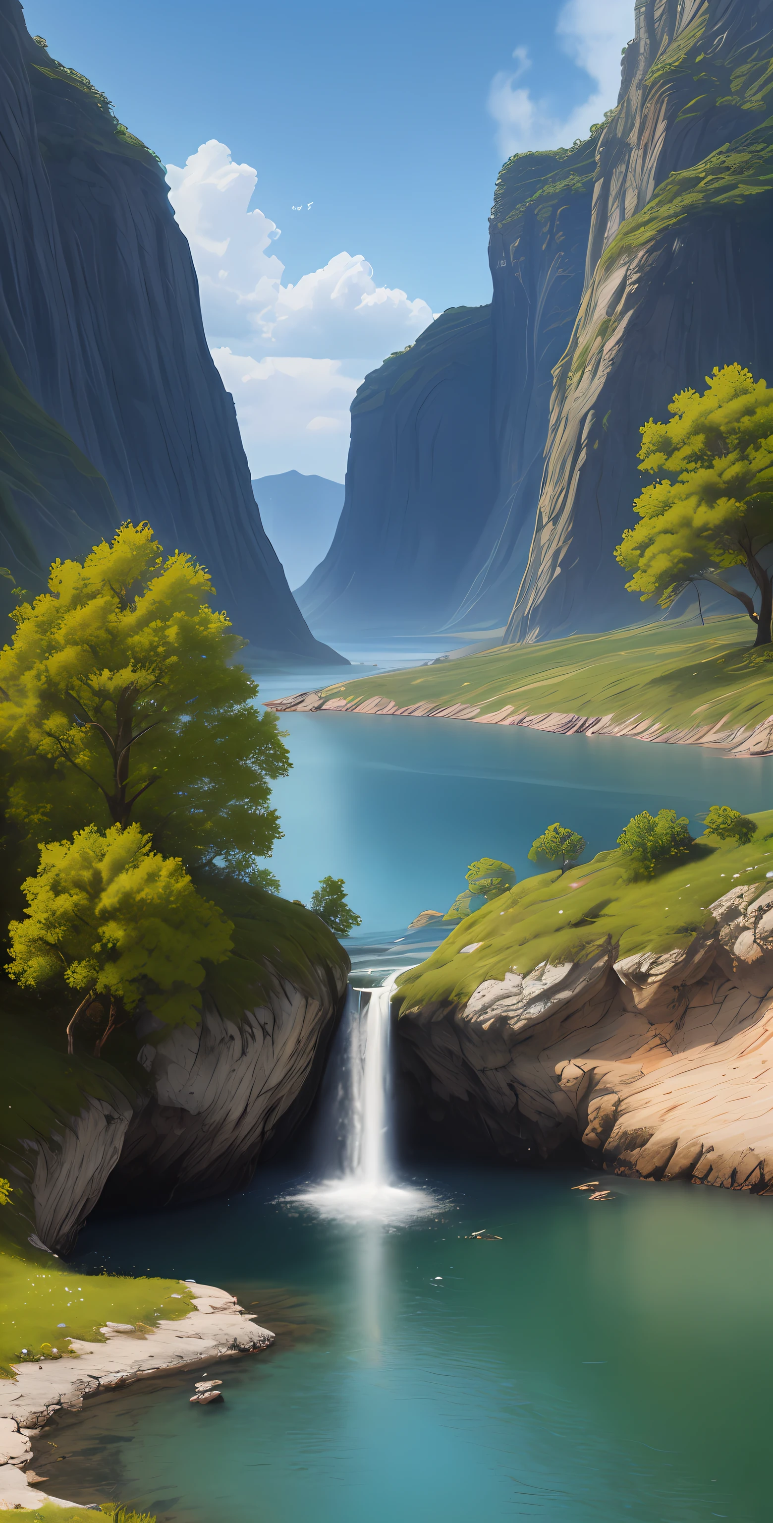 landscape, water, (extremely detailed CG unity 8k wallpaper), most beautiful artwork in the world, professional majestic oil painting, intricate, High Detail, Sharp focus, dramatic, photorealistic painting art
