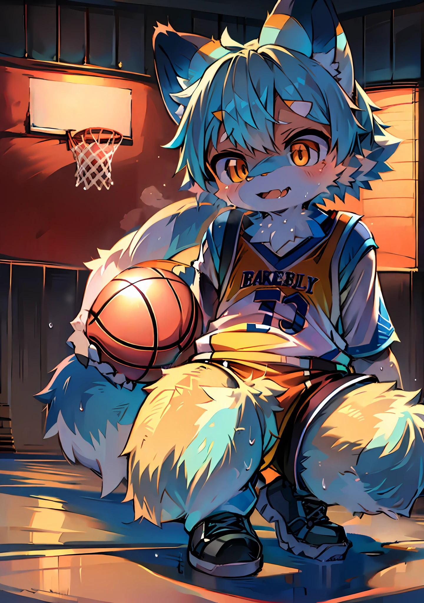 Holding a basketball
