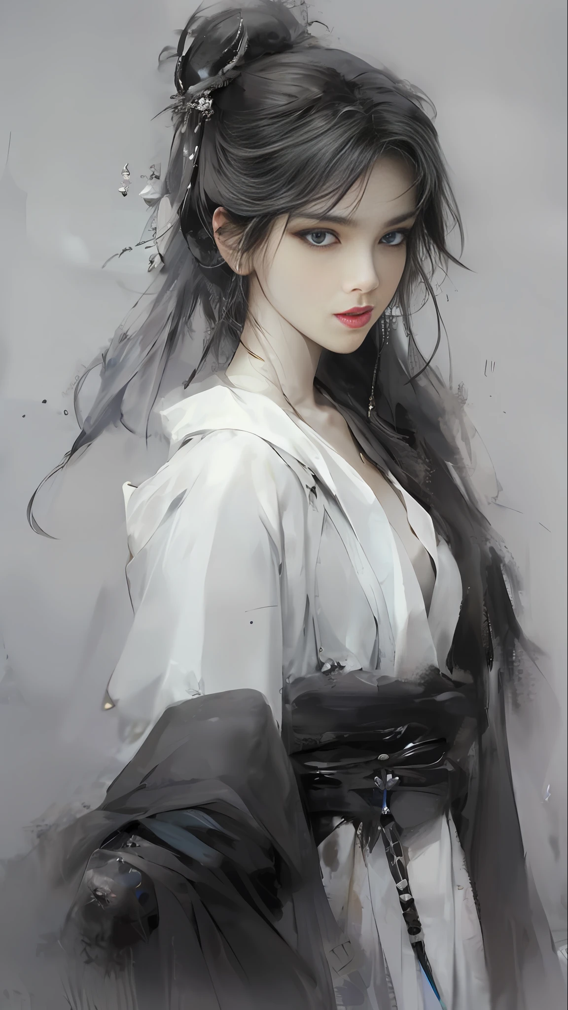 a close up of a woman with white hair and a white mask, beautiful character painting, guweiz, artwork in the style of guweiz, white haired deity, by Yang J, epic exquisite character art, stunning character art, by Fan Qi, by Wuzhun Shifan, guweiz on pixiv artstation