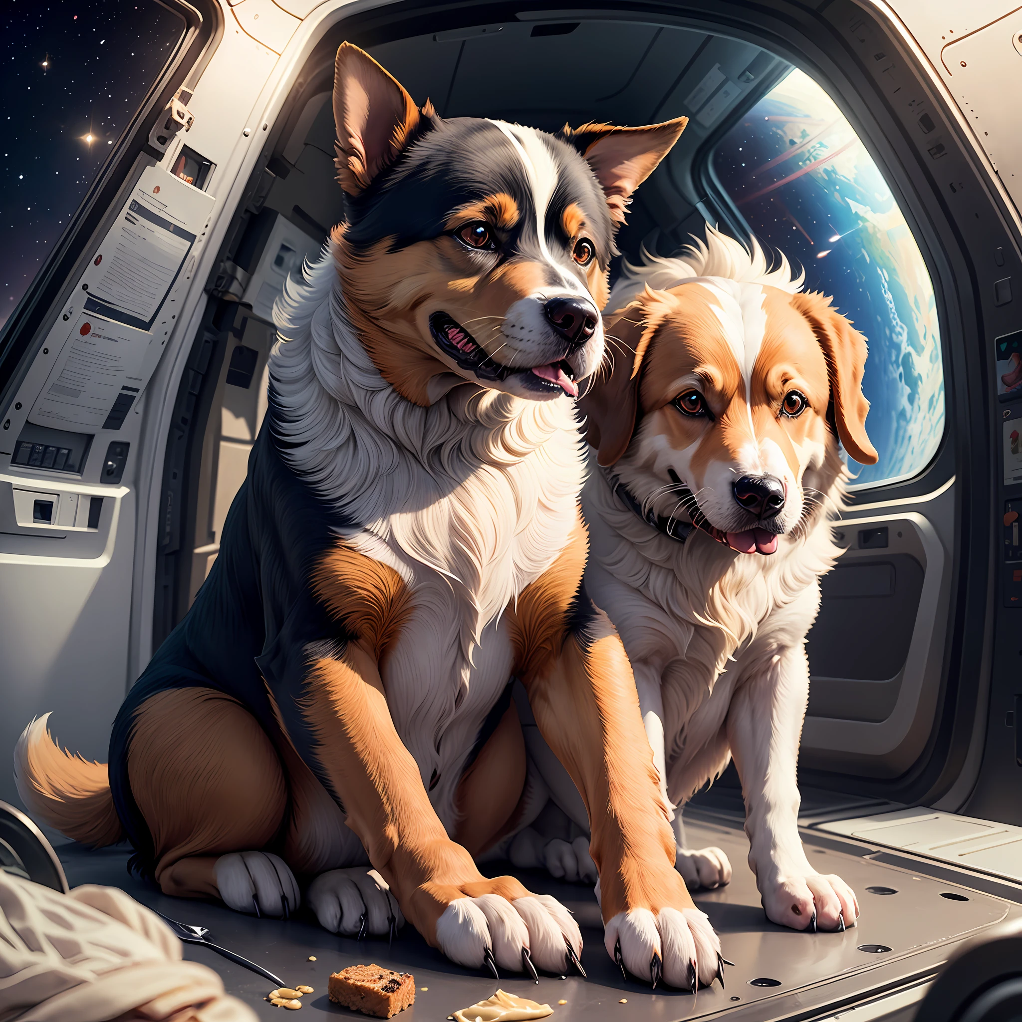Dog eat a food in space --auto