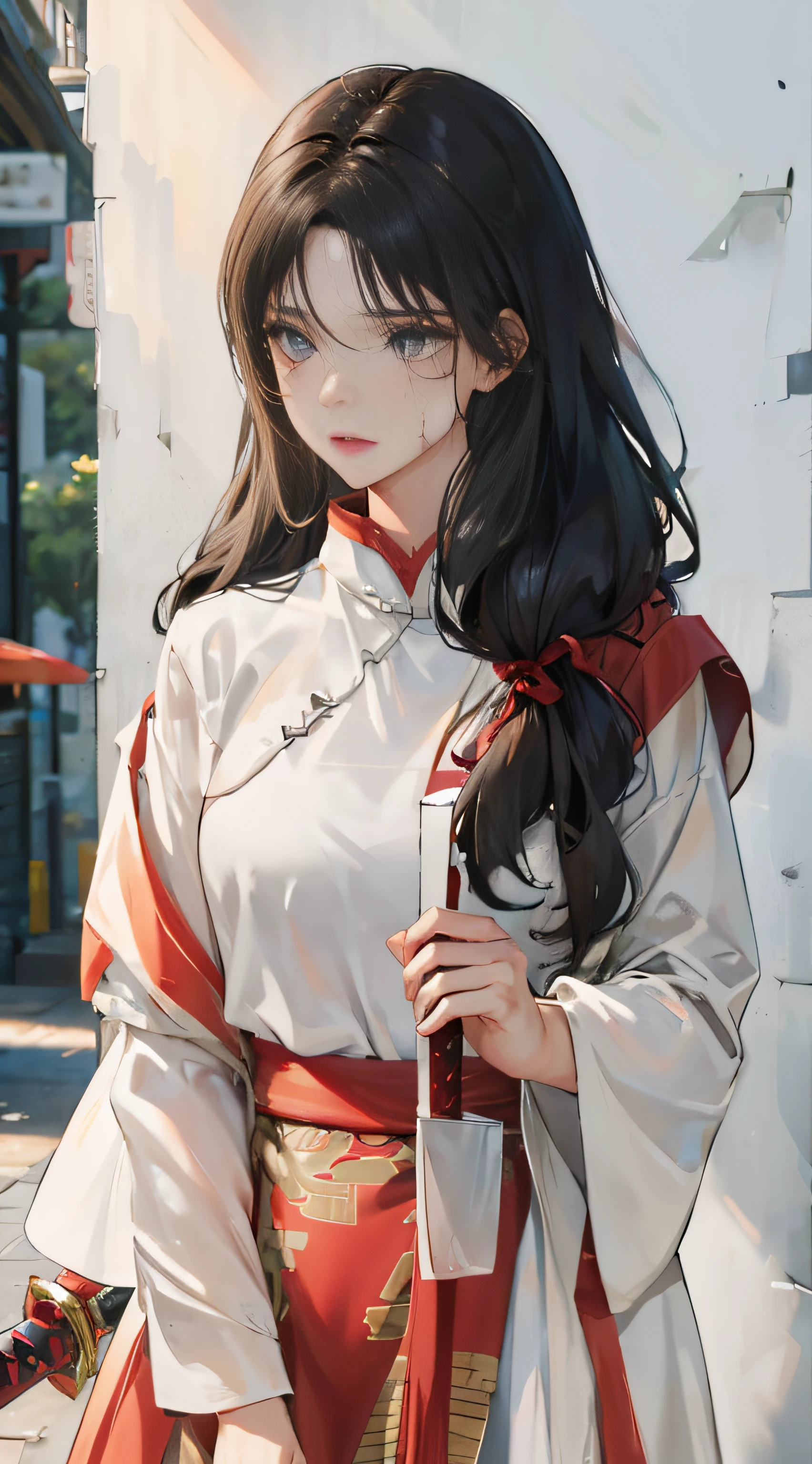 Masterpiece, Excellent, Night, Outdoor, Rainy Day, Branches, Chinese Style, Ancient China, 1 Woman, Mature Woman, Silver-White Long-Haired Woman, Gray-Blue Eyes, Pale Pink Lips, Indifference, Seriousness, Bangs, Assassin, Sword, White Clothes, Blood, Violence, Death, Injury, Blood, Facial Bloodstain, Lots of Blood, Facial Details, Facial Details,