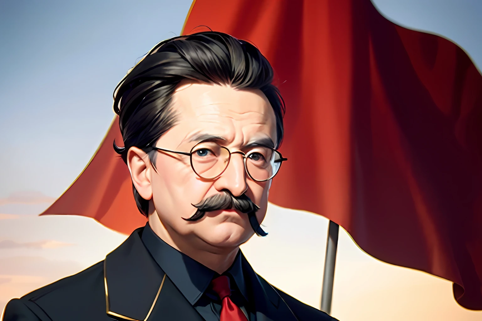 Trotsky at the red flag