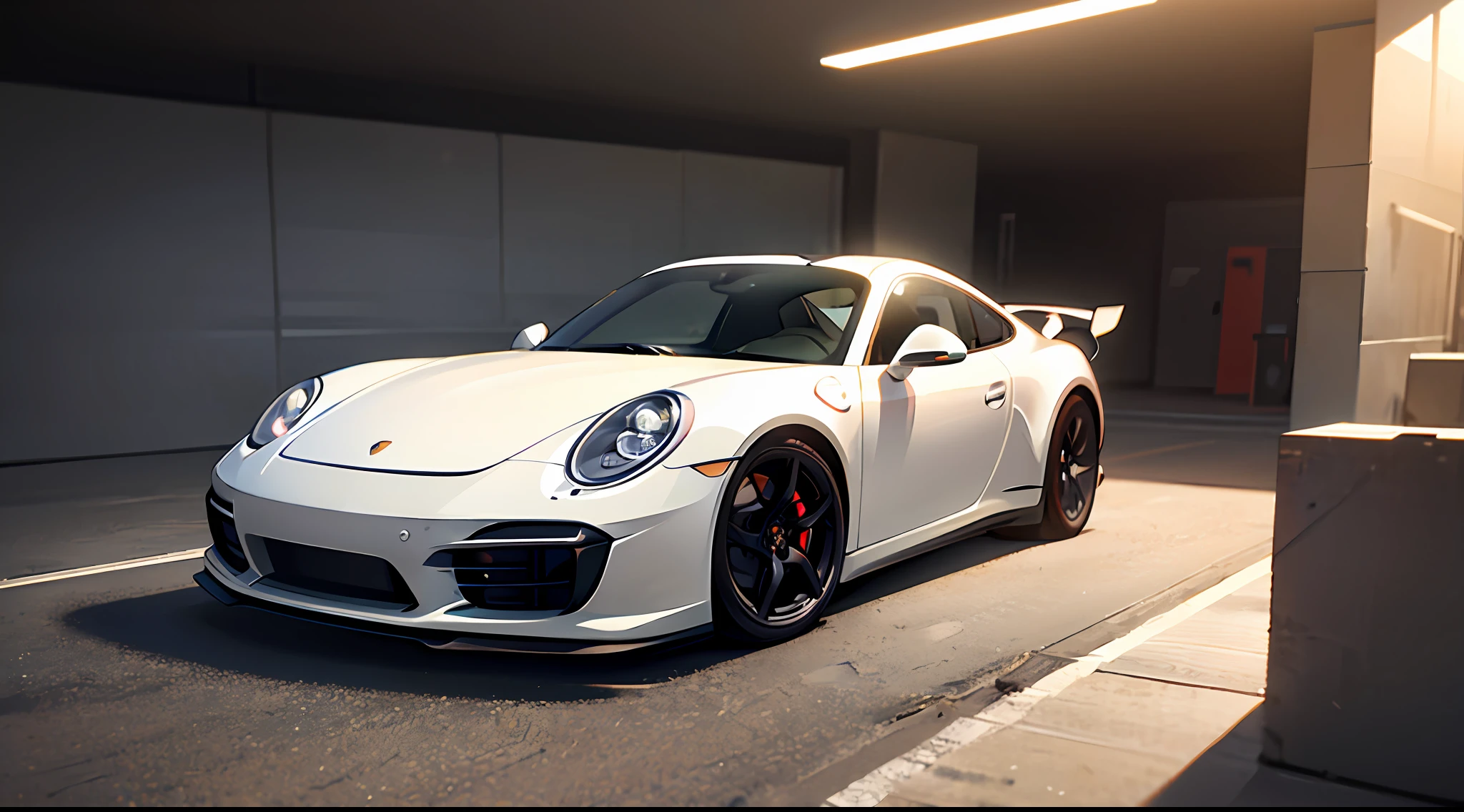 natta,nigth,Alafard white Porsche sports car driving in an underground garage, porsche rsr, porsche, porsche 9 1 1, porsche 911, porsche, Porsche 911 engine in the future, cgi render, cgi render, automotive photography, high quality render, Sports cars, CG rendering, desktop background, digitally drawn, perfect render, ultra realistic”