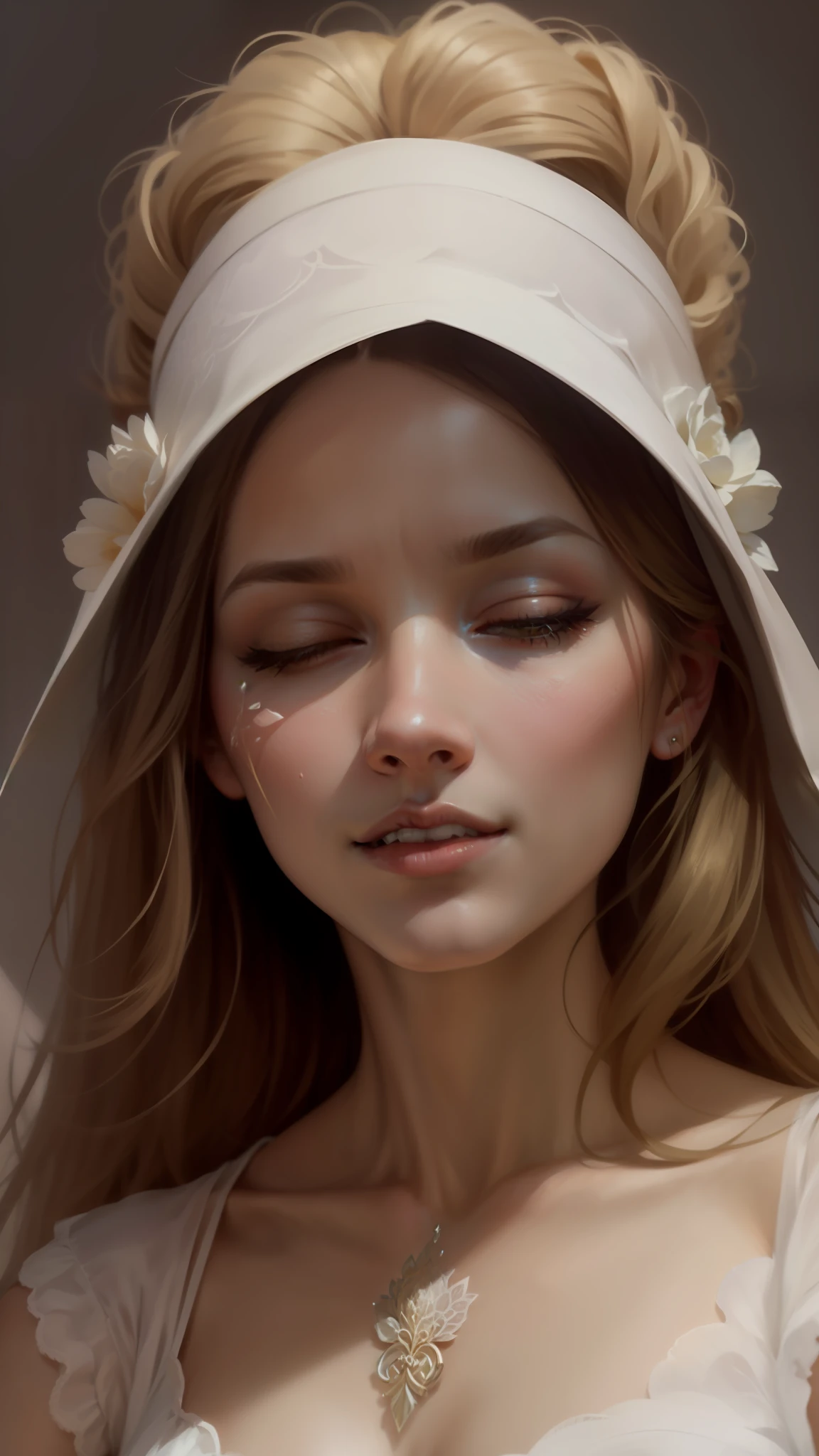 delicate, masterpiece, beautiful detailed, colourful, finely detailed, intricate details, (1 woman:1.1), solo, (faceplant:1.4), detailed_face, Western, blond