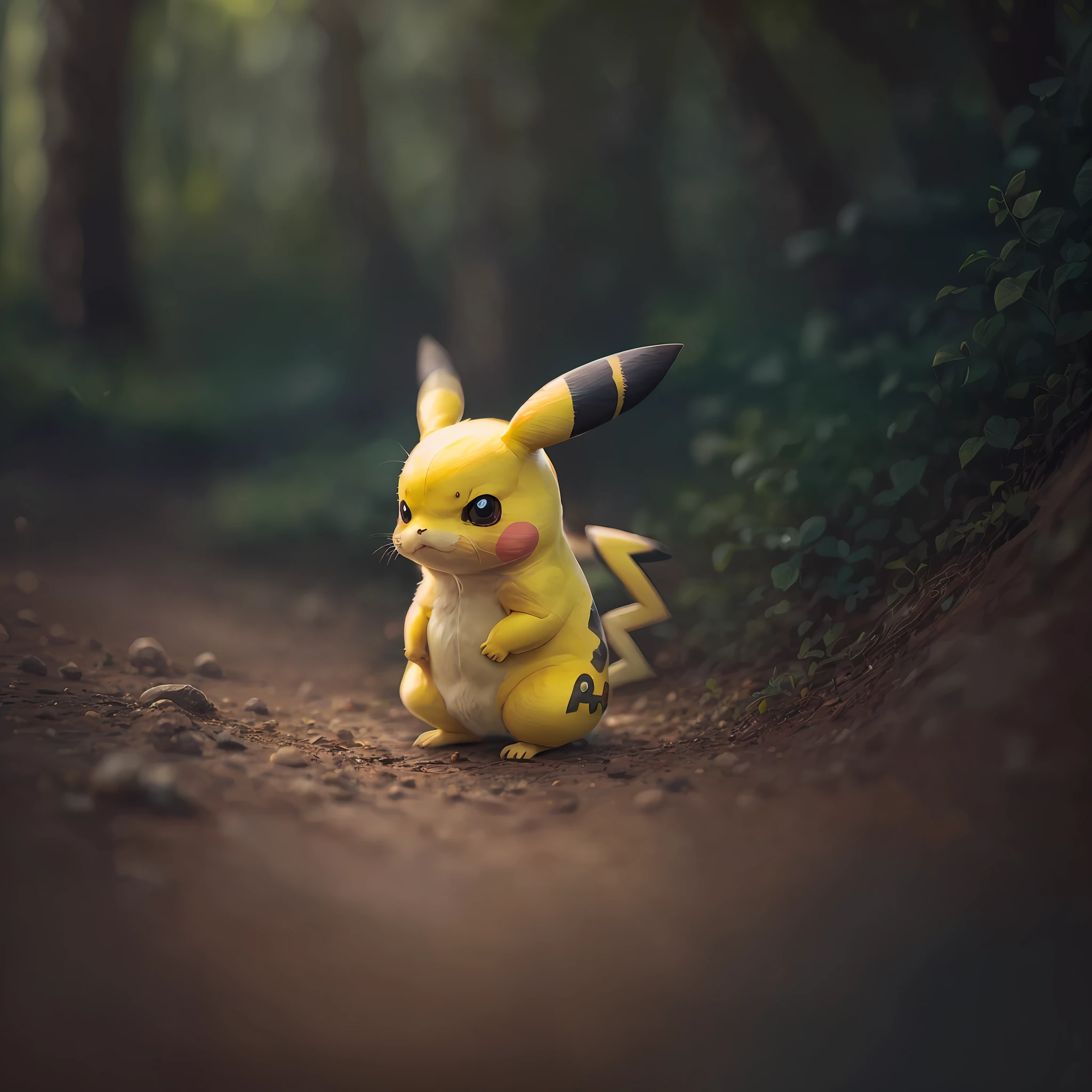 Real Pikachu portrait, blur, hyperreal,nature, depth of field, to8contrast style