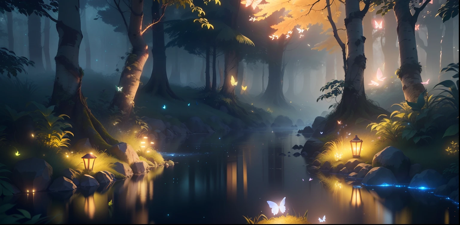 A masterpiece, the best quality, stunning reflections, the best reflections ever. (very detailed CG unity 8k wallpapers), (best quality), (best illustrations), (best shadows), forest theme with natural elements. Tall trees, quiet streams, small glowing mushrooms surrounded by delicate leaves and branches, with fireflies and glowing particle effects,, (natural elements), (jungle theme), (leaves), (twigs), (fireflies), butterflies, (delicate leaves), (glow), (particle effects). , Isometric 3D, Octane Rendering, Ray Traced, Super Detailed
