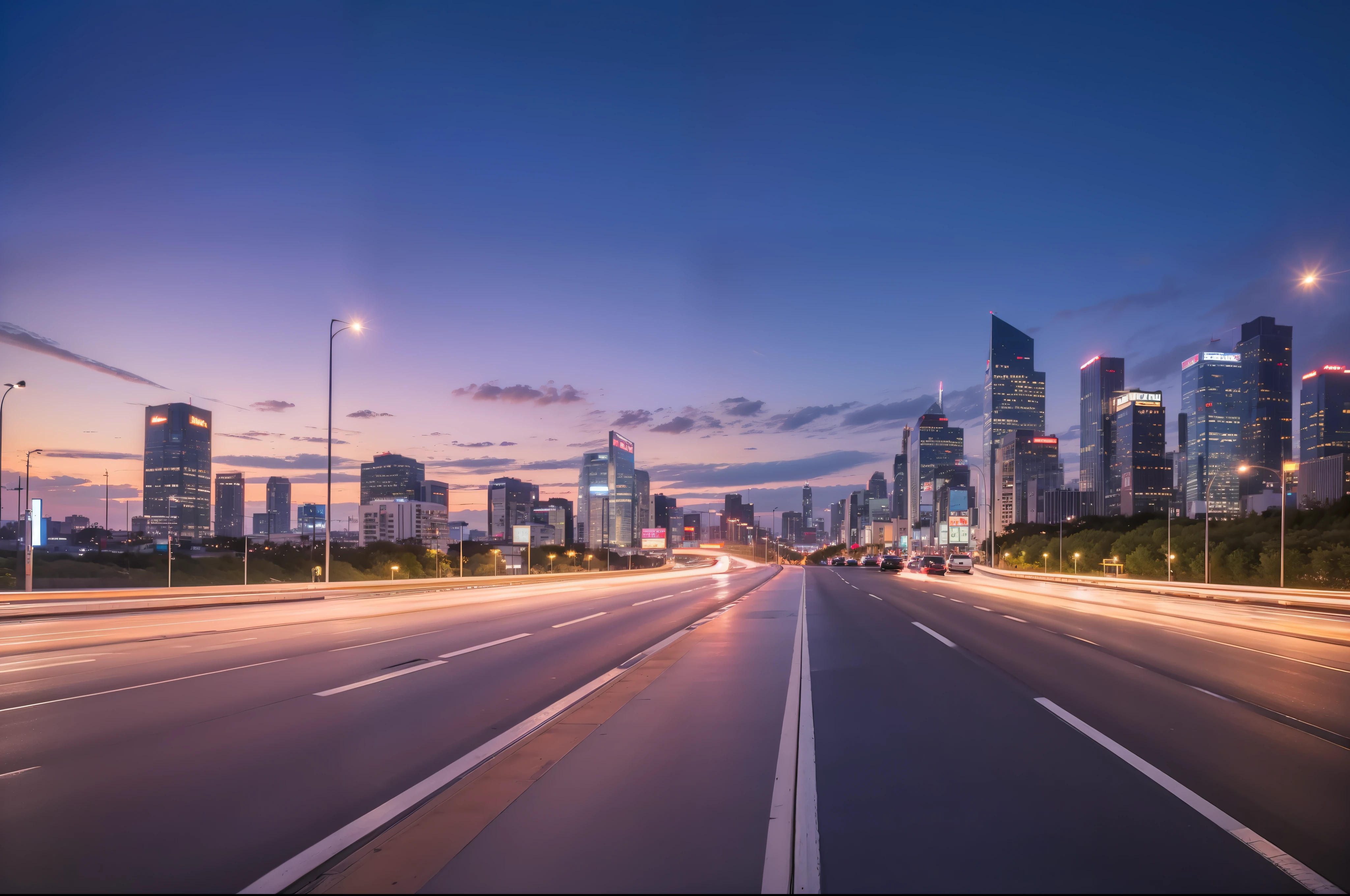 Future city scenic highway，A close-up of a highway，Live photos，8K，Kodak，shutter inventory