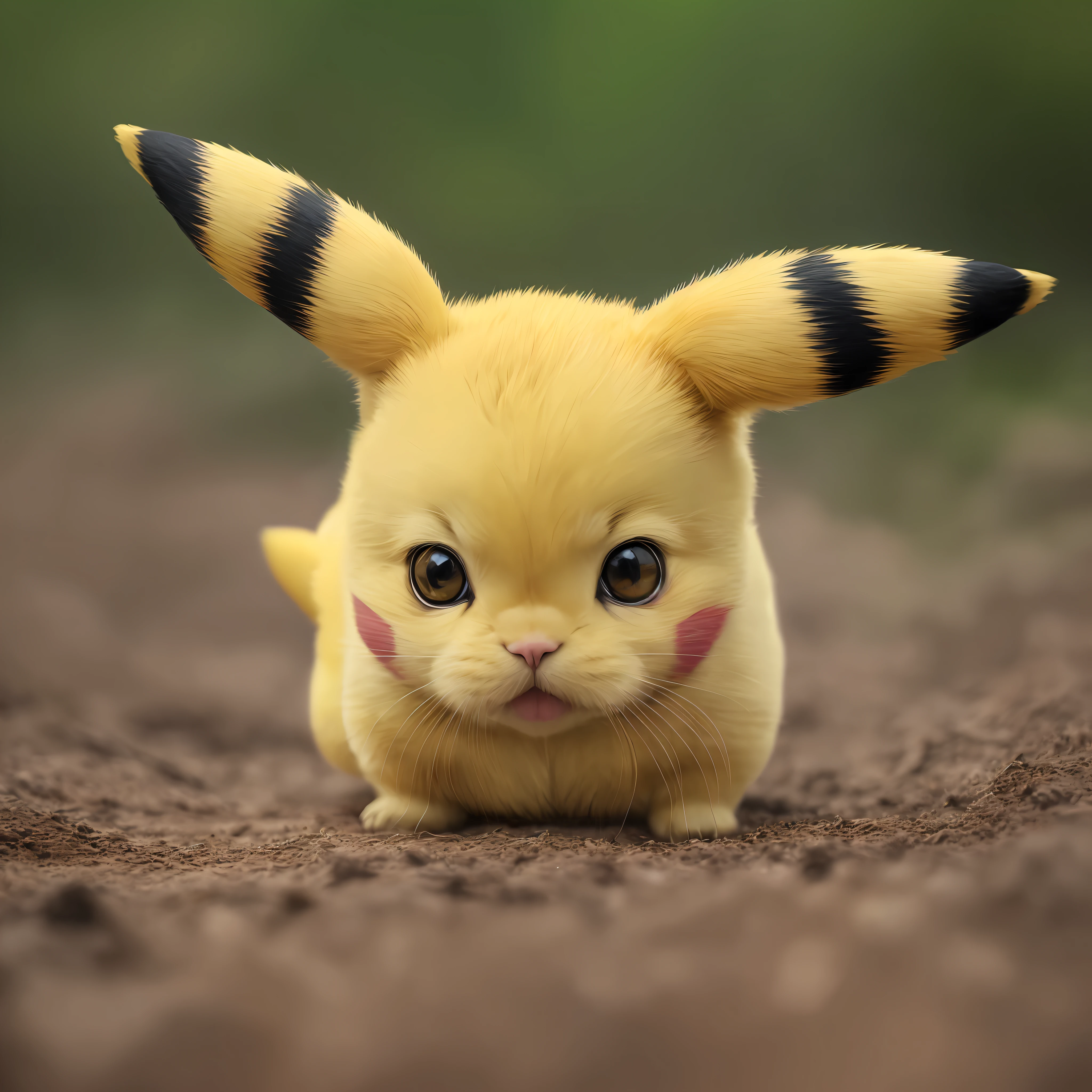 Real Pikachu portrait, blur, hyperreal,nature, depth of field, to8contrast style