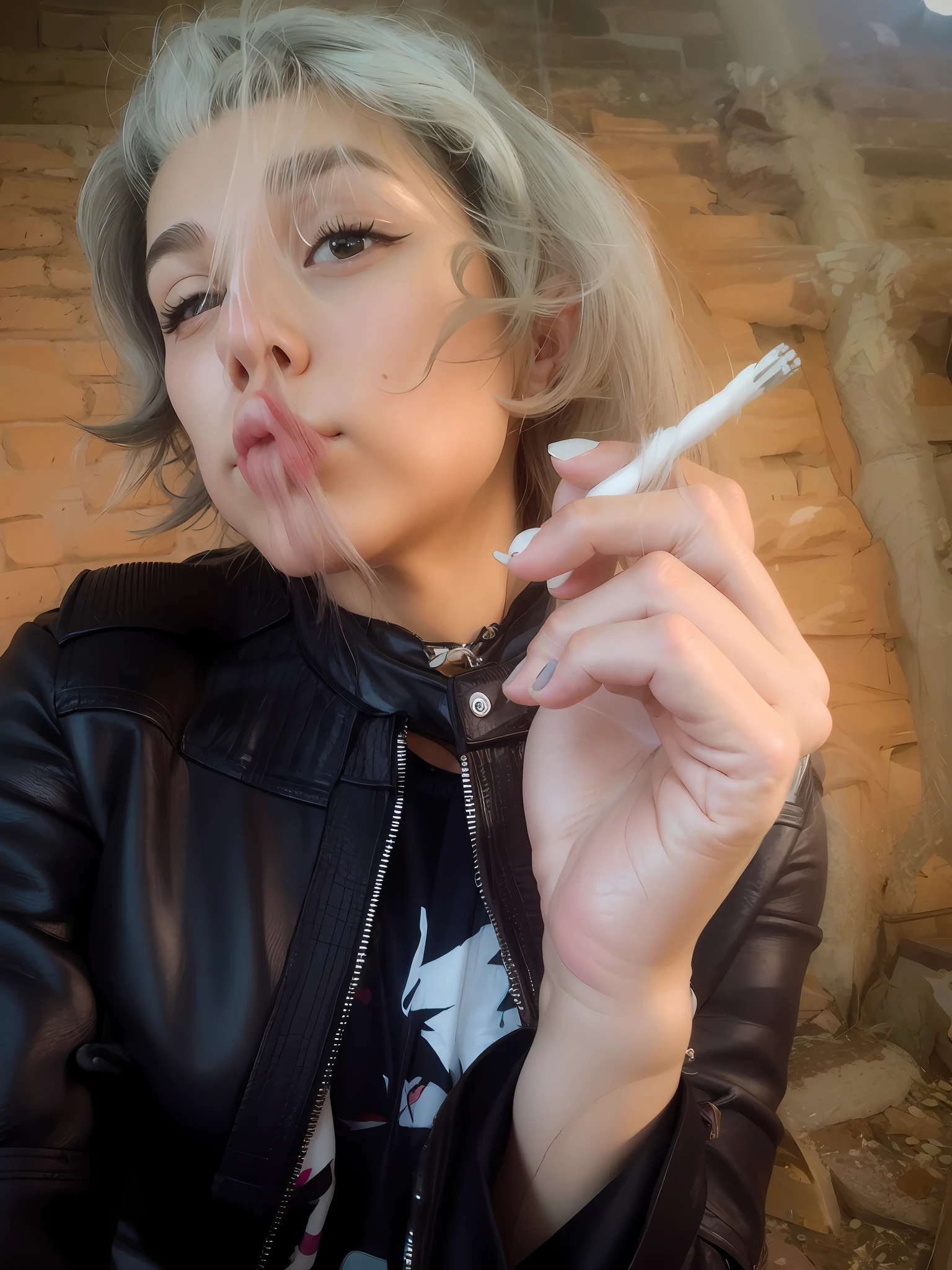 mulher arafed com uma jaqueta preta e uma camisa preta, cabelo prateado, meninabelo prateado, usando jaqueta de couro cyberpunk, 🤤 retrato da menina, inspem Eve Ryder, usando cabelos prateados, cabelo whitebangs cabelo, Anastasia Ovchinnikova, Ciborgue - Menina com cabelo do, vestindo jaqueta de couro samcrow, menina com cabelo branco, com cabelos curtos, cabelos grisalhos
