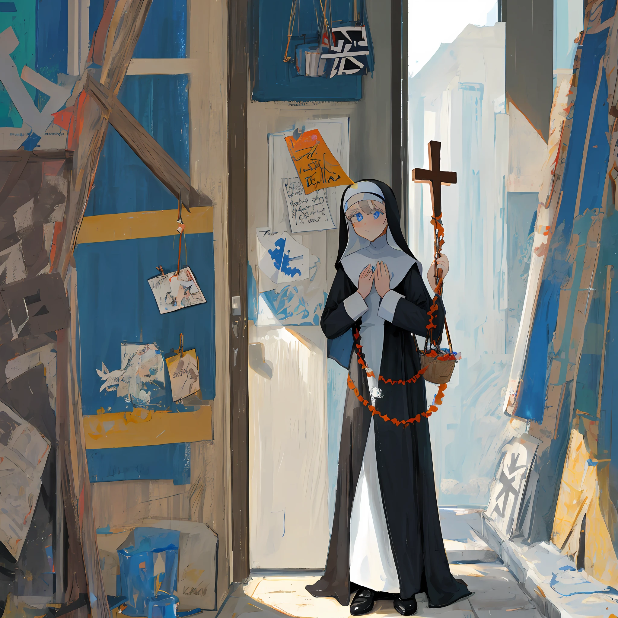 gray hairs,lewd nun,chies,Hang a cross on your chest,blue Cat eyes,Lori