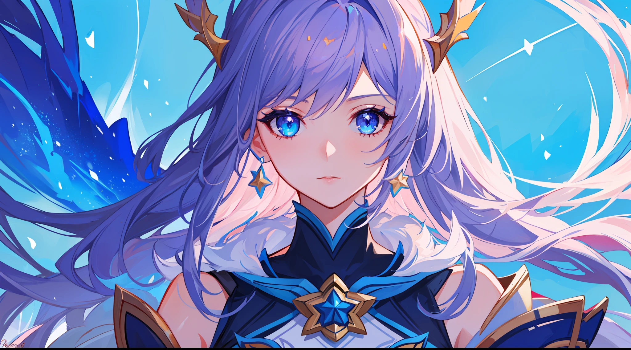 (masterpiece, best quality), intricate details, 8k, artstation, sharp focus, 1girl, star guardian, league of legends, (pink, purple, blue color theme)