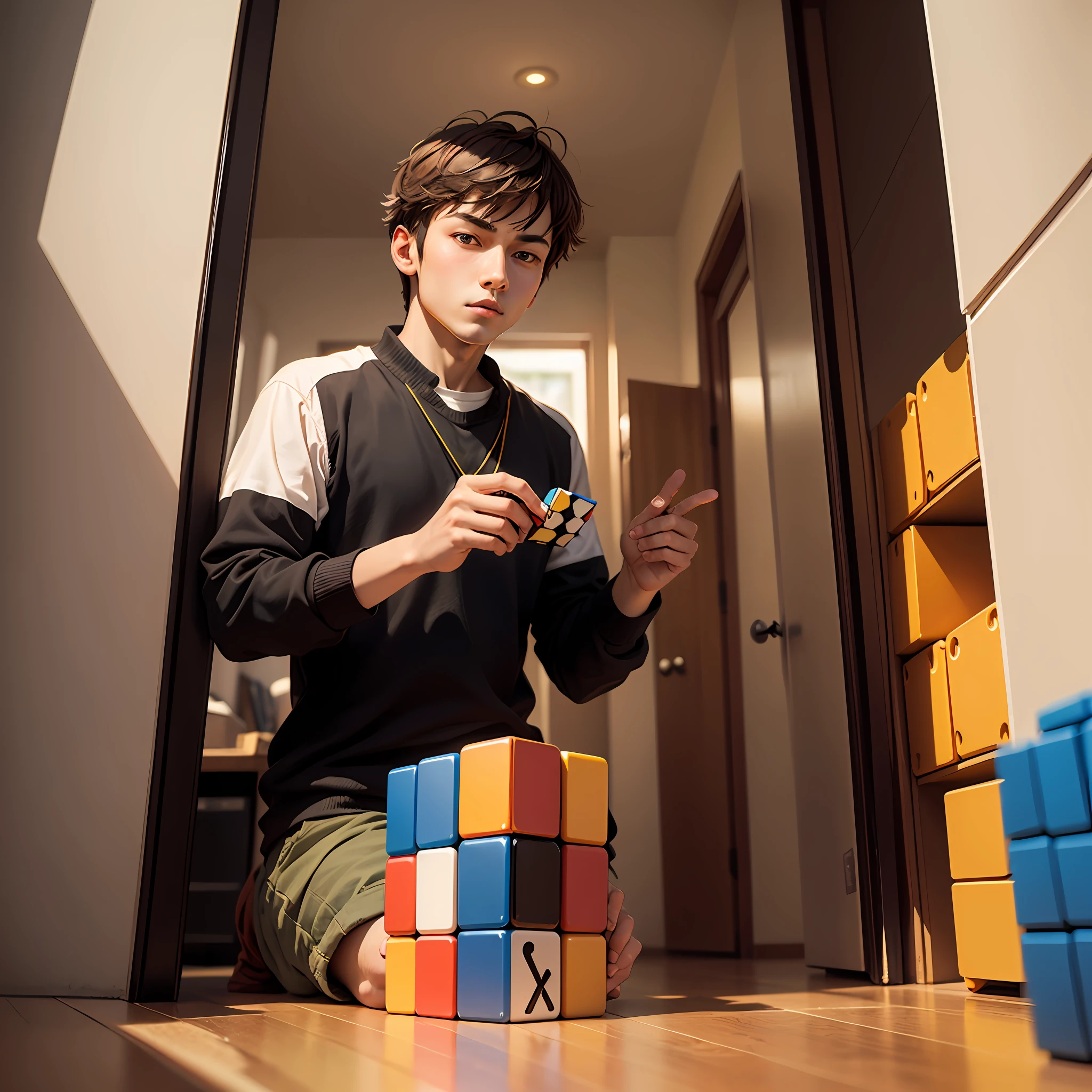 of a guy，Play an equilateral seventh-order Rubik's Cube --auto