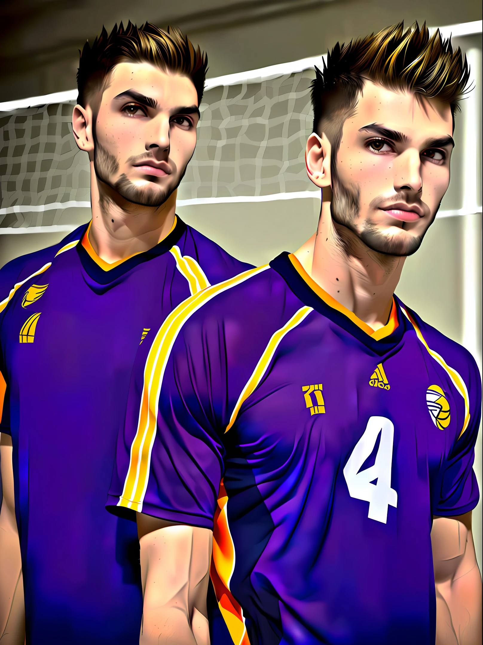 Create men's volleyball jersey, nas cores preto com roxo.