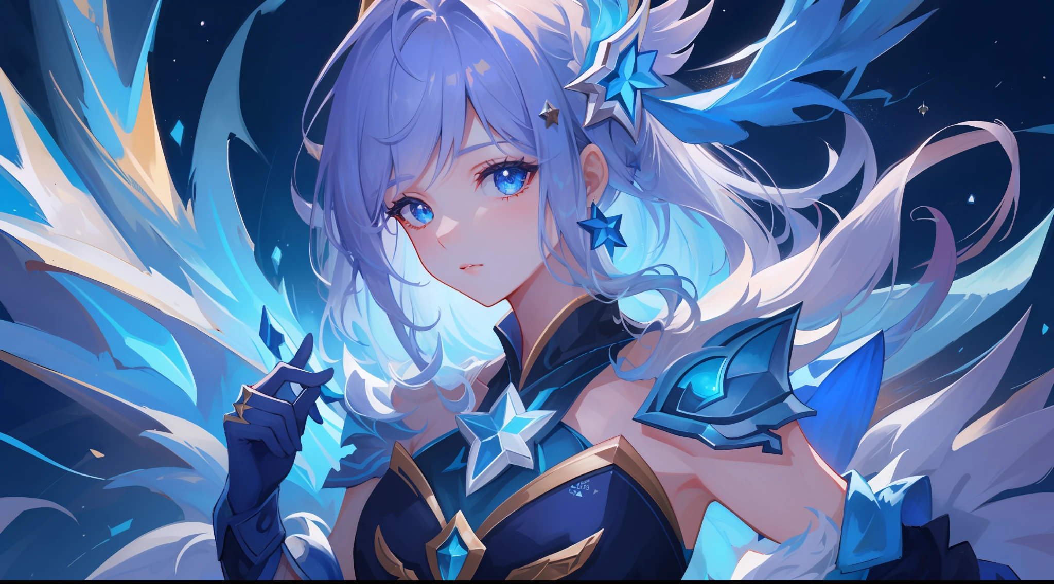 (masterpiece, best quality),  intricate details, 8k, artstation, sharp focus, 1girl, star guardian, league of legends, (bright color theme)