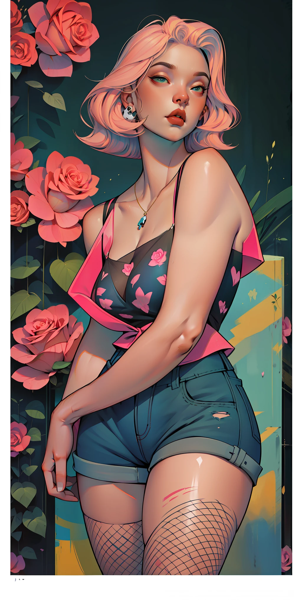Wolf, Background, In chic boho style, in a cafe, Ice cream print, multi-colored neon lights, neon garlands, rose hair, mixed-language_SMS, Japanese graffiti, (beautiful and clear background:1.2),, fantastic paintings ,graffit style, highly detail eyes , underwear, lace, latex, Pink, Purple, mint, Blue, yellow hair, Wild, lavender hair, Skull Print, Loving, Love, ultra detail hair, Masterpiece, Best Quality, highly quality, hight resolution, detail enhancement, ((most beautiful image in the world)), Masterpiece, Best Quality, highly quality, hight resolution, detail enhancement, ((most beautiful image ), Shiny pink degrade hair, ultra short fitted Stampa Flores, Rollers, fishnet pantyhose, short denim shorts, art by stjepan sejic, art by j scott campbell, Artist Guillem March, art by citemer liu, 4k, hight resolution, comic book character, comic, high quality detailed, style of ::2.0 comix illustration style,tatoon style, highly quality, hight resolution, detail enhancement, 8K, HD, Best Quality, highly quality, hight resolution, detail enhancement, 8K, HDR, sharp-focus, Ultra Detailed, perfect lighting, Curvy Body, Lush breasts, Curvy hips, skull print on clothes, highheels, On a motorcycle