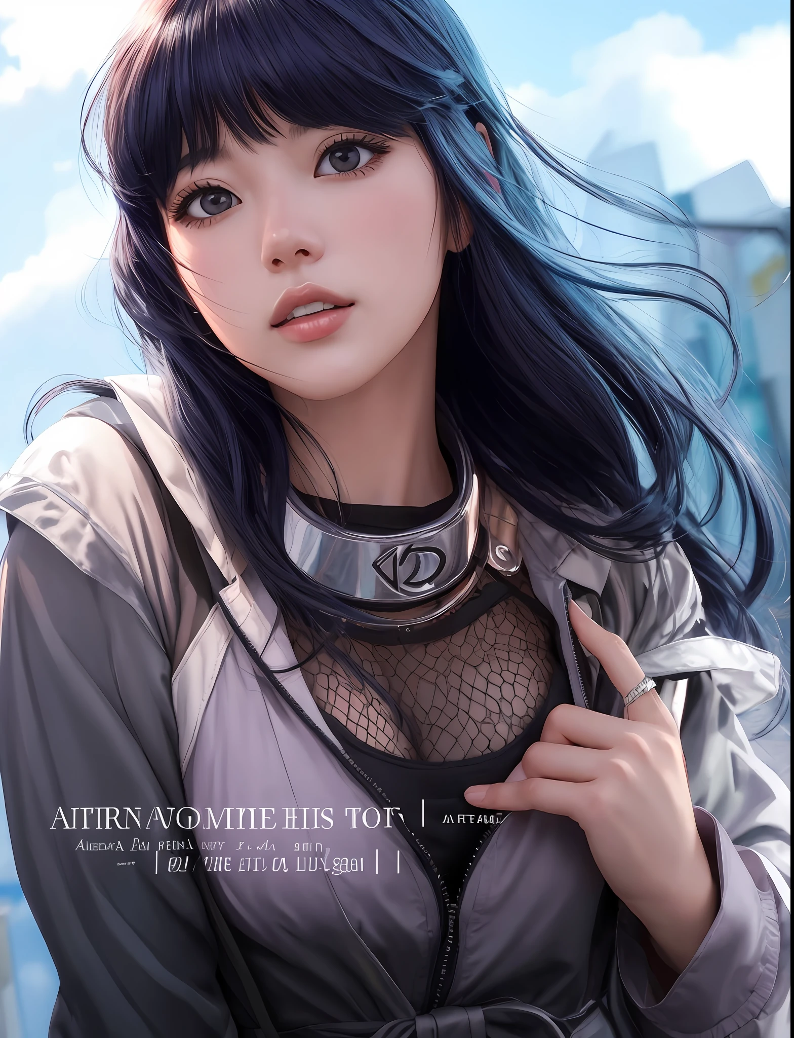Garota anime com cabelo azul e um colar com folhas voando ao seu redor, Artgerm. anime illustration, Artgerm. High detail, arte de anime realista, retrato Artgerm, Ilya Kuvshinov e Artgerm, estilo realismo anime, Artgerm extremamente detalhado, Alena Aenami e Artgerm, Hinata Hyuga, Naruto