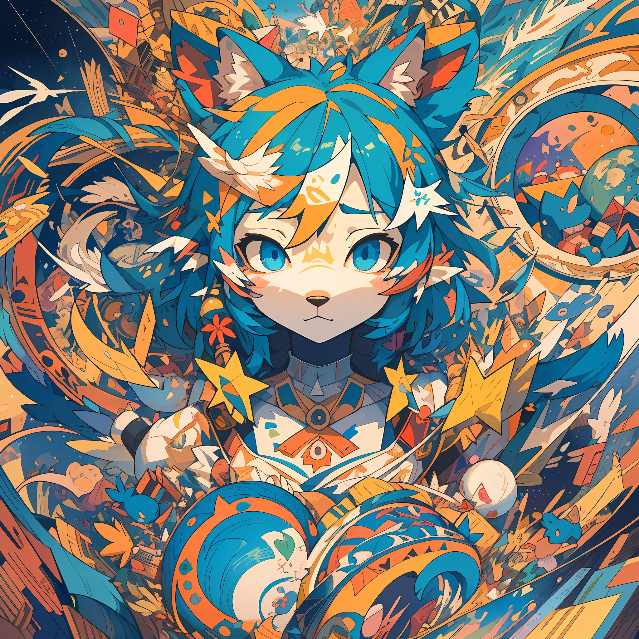 top quality, best quality, Cubism, High-quality illustrations by Pablo Ruiz Picasso, masterpiece(kemono, angelic cute 1girl, solo, furry anthro)The use of abstract and unreal shapes or forms, multidimensional depiction of objects through elements of Cubism, vibrant and lively color palette, complexity of shapes achieved through the unique use of lines, powerful expression of emotions and thoughts, new visual interpretations through the deconstruction and reconstruction of forms, visual impact created by the distortion and transformation of motifs, utilization of expressive brushstrokes and textures, unconventional composition and treatment of space, manifestation of rich imagination and creativity,