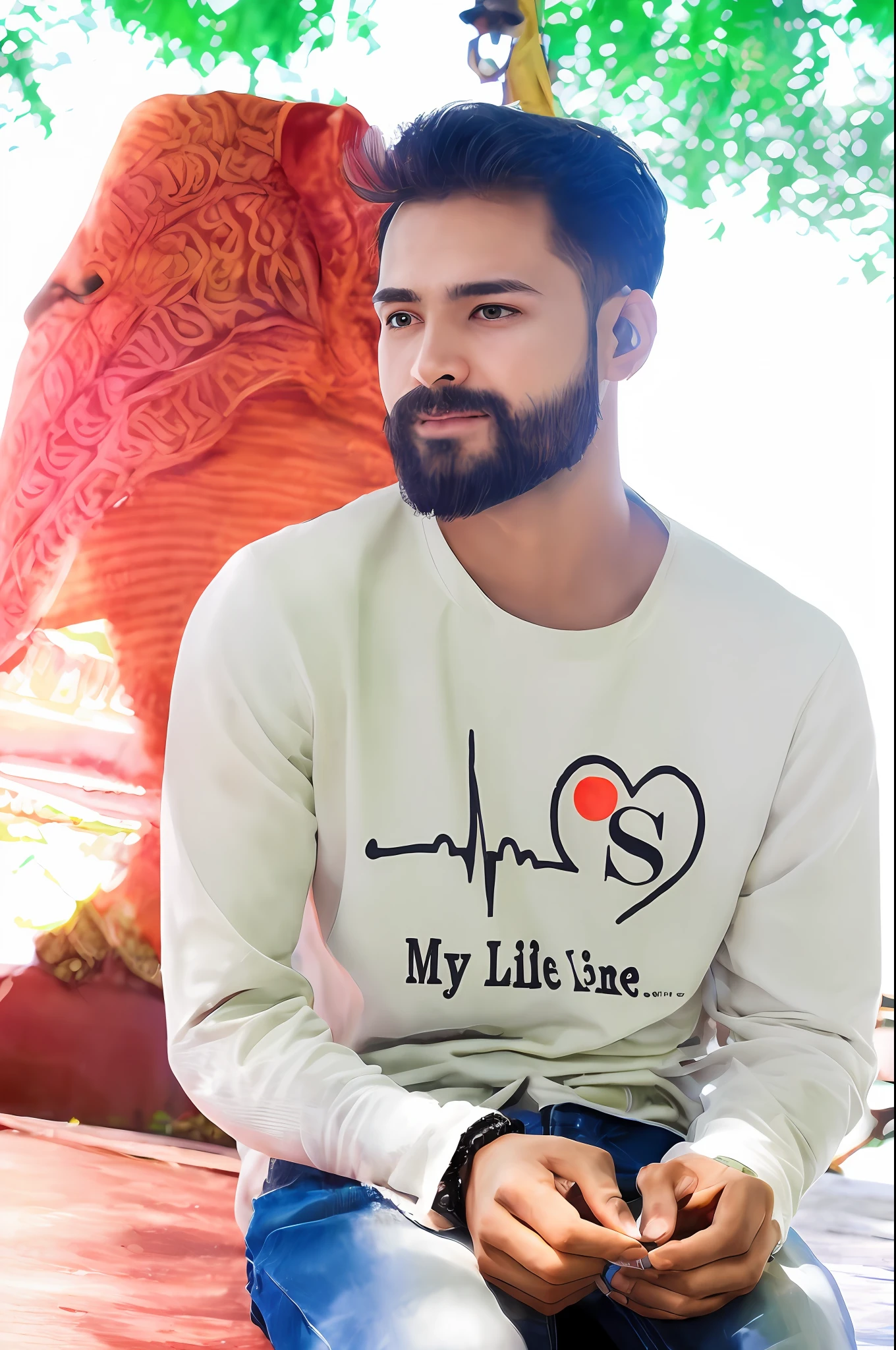 St. Francis of Assisi walking accompanied with various animals, soft expression, streaks of light descending from the sky, masterpiece, high quality, high quality, highly detailed CG unit 8k wallpaper, award-winning photos, bokeh, depth of field, HDR, bloom, chromatic aberration, realistic, very detailed, trend in artstation, trend in CGsociety, complex, high detail, dramatic, art in the middle of the journey,  diffuse lighting, reddish sunset and change  background cyberpark handsome boy. realistic face .8k ultra realistic itc.