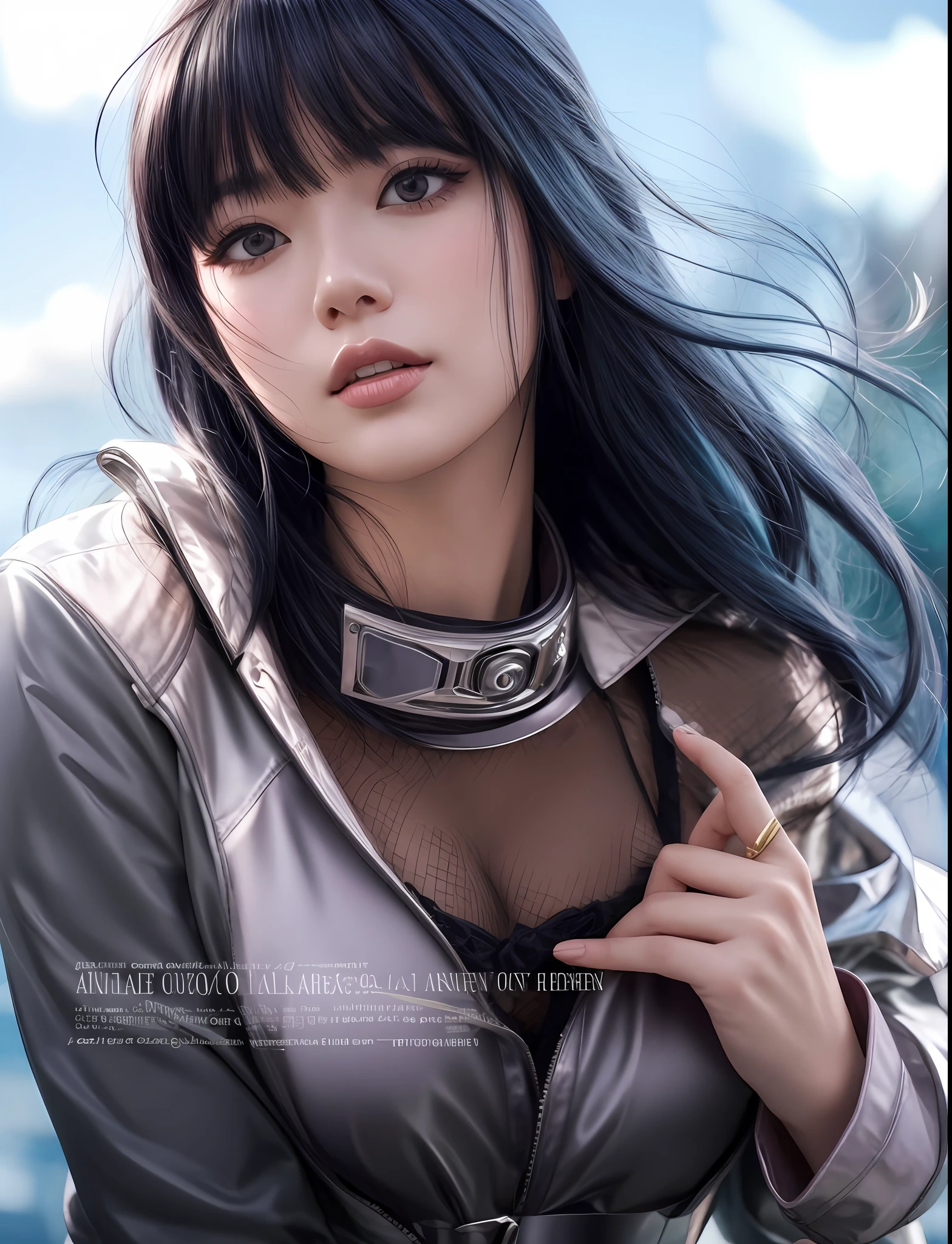 Garota anime com cabelo azul e um colar com folhas voando ao seu redor, Artgerm. anime illustration, Artgerm. High detail, arte de anime realista, retrato Artgerm, Ilya Kuvshinov e Artgerm, estilo realismo anime, Artgerm extremamente detalhado, Alena Aenami e Artgerm, Hinata Hyuga, Naruto