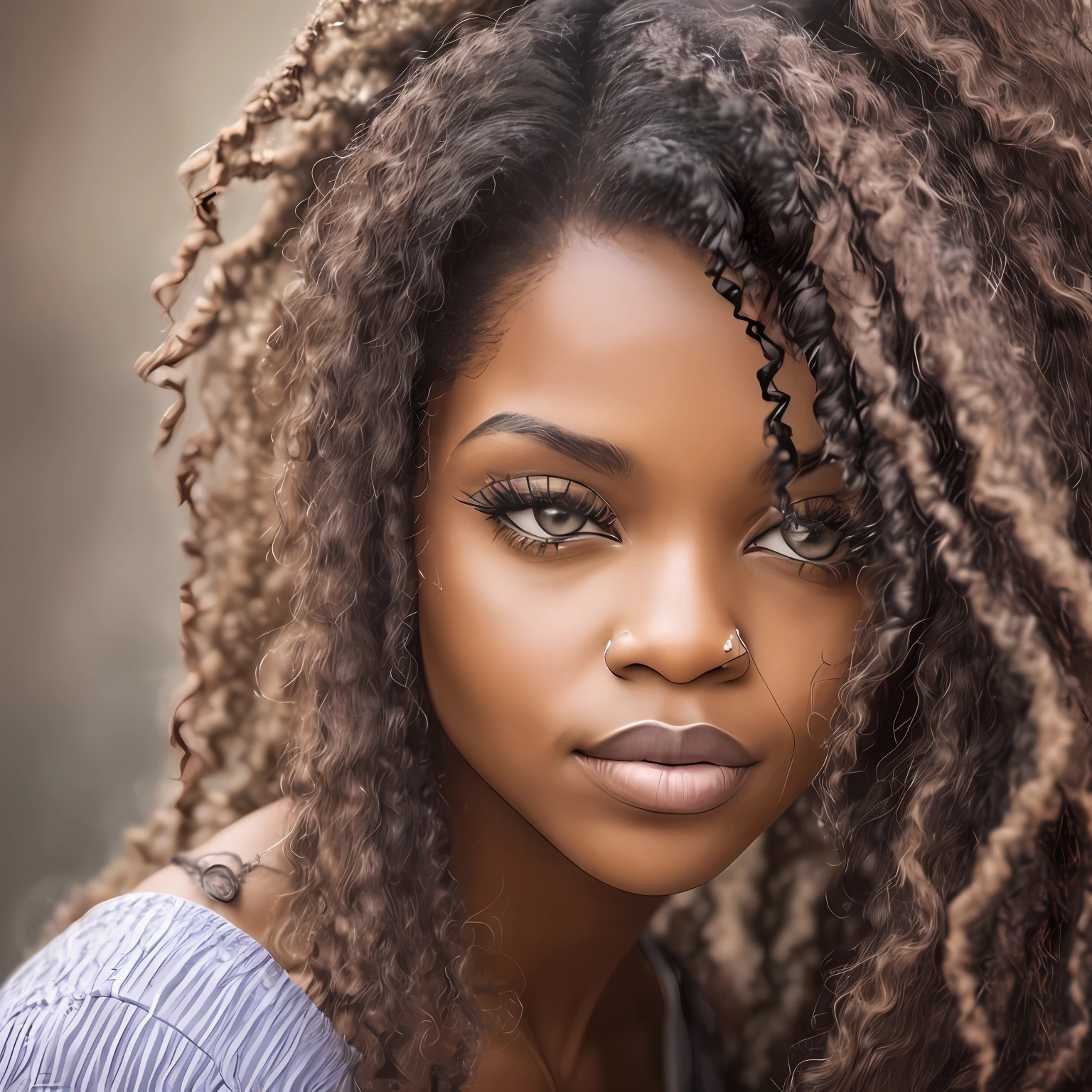 (an extremely detailed black woman face),best quality,portrait,high resolution,centered,(looking at camera),(dark-brown eyes --auto --s2