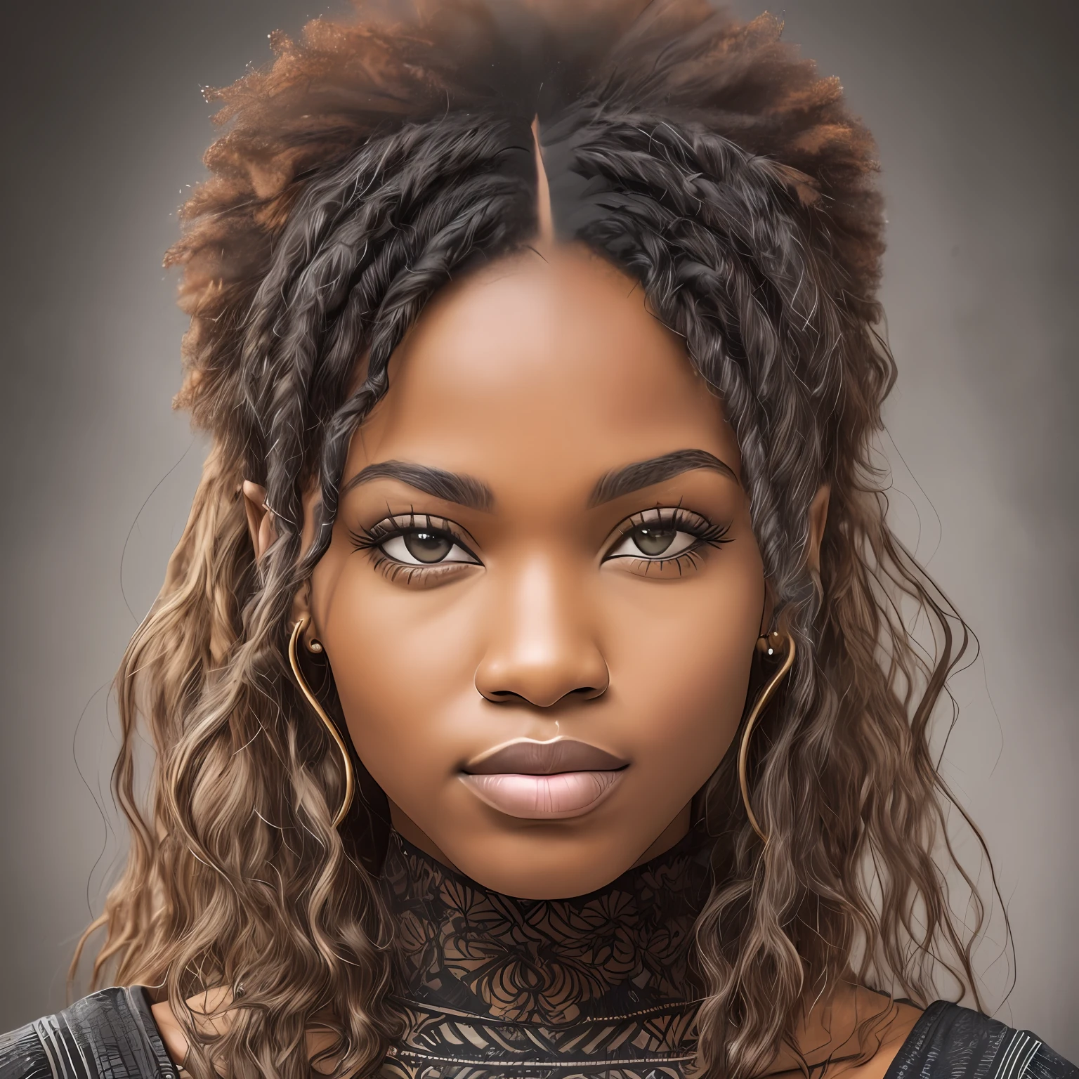 (an extremely detailed black woman face),best quality,portrait,high resolution,centered,(looking at camera),(dark-brown eyes --auto --s2