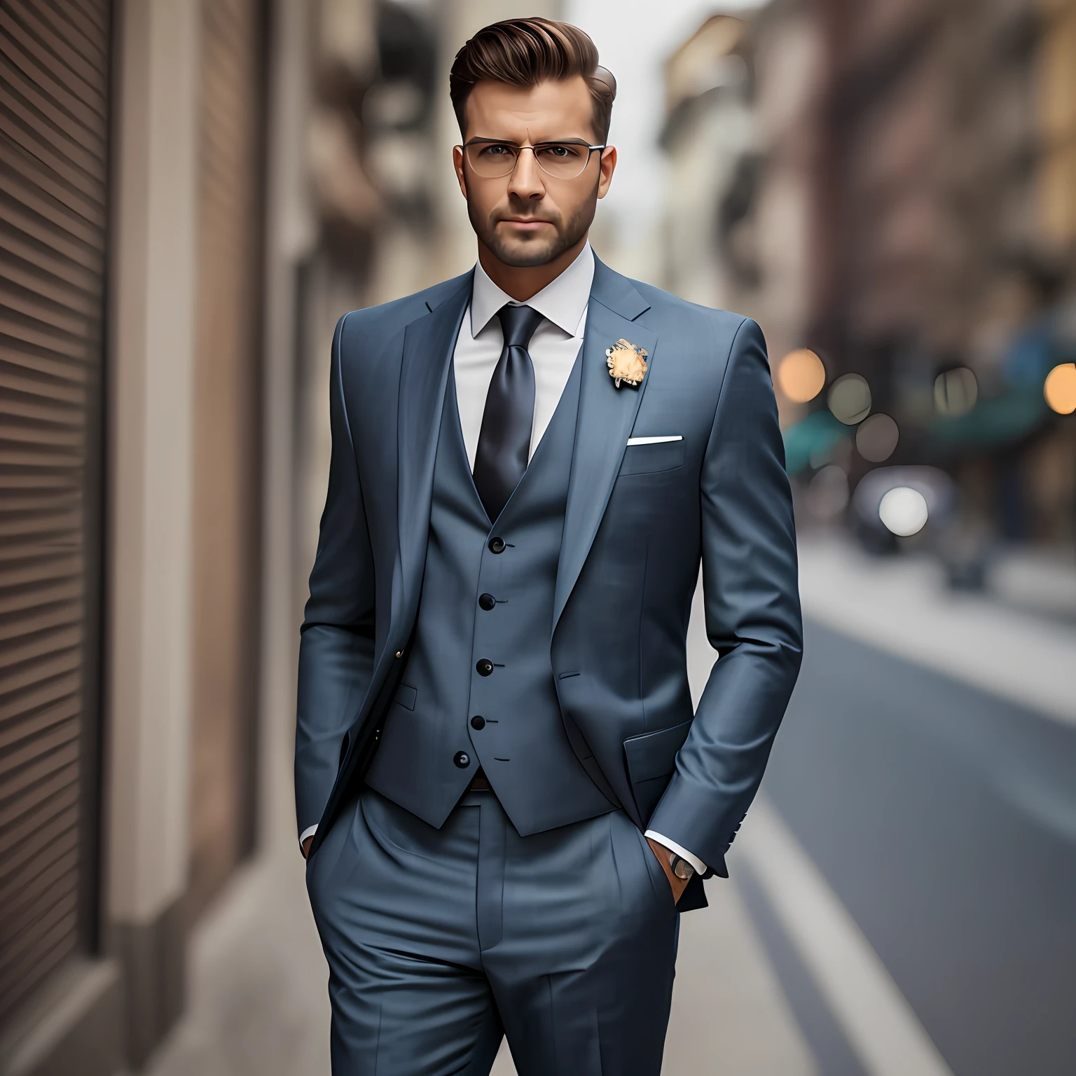 a Man standing with 30 years in suit and tie, body and head straight in the photo, facing the viewer of the photo, eyes fixed to the lens, appears shoulders and head in the photo, man centered in the photo, 8k, best quality, masterpiece, realistic, realistic photo, movie photo, ultra realistic, 1 person, detailed, perfect lighting,  DSRL, professional photo, 4k