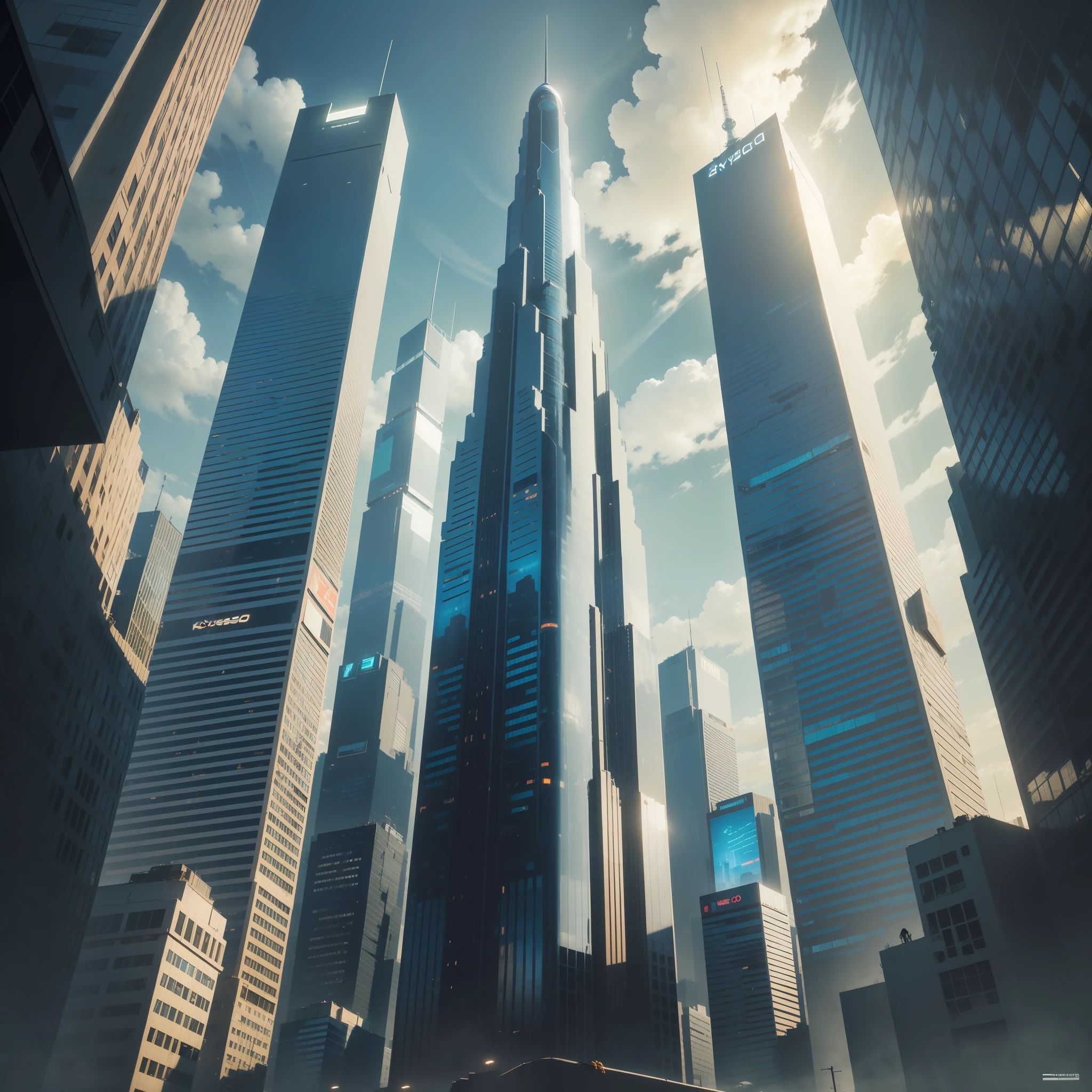 cyberpunked　A futuristic world　Skyscraper　SF　Kuso　beste-Qualit　​masterpiece