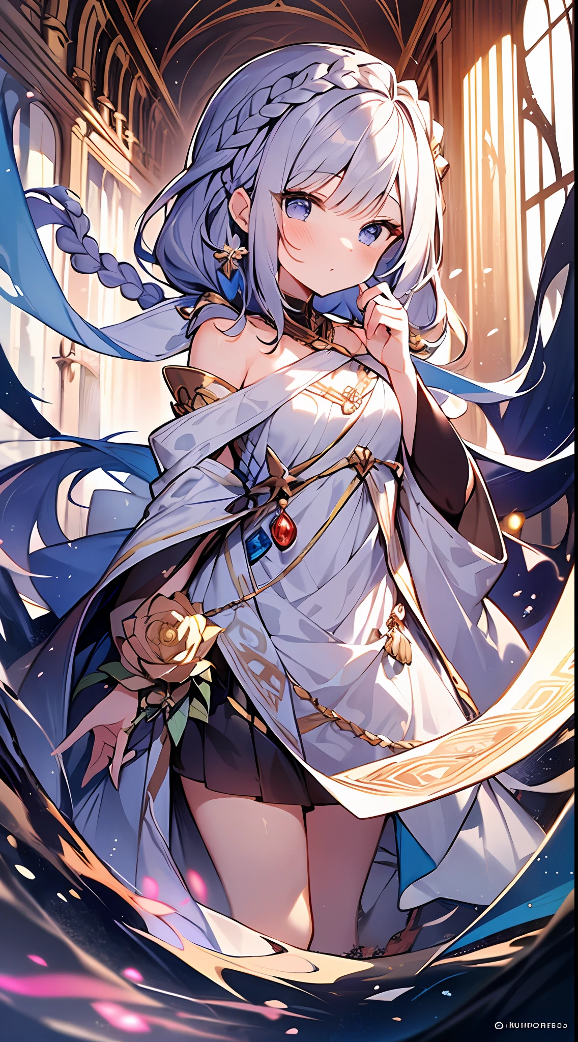 (incredibly absurdres absolutely resolution: 1.5), highest quality, masterpiece, ultra high resolution, 8k, (multiple girls), (gorgeous dresses with many gorgeous and colorful decorations) BREAK shoujo manga style, (li), soft line drawing, digital enhancement, shojo manga touch, environmental change scenes, shojo manga core, ( Hair length to the shoulders))), (((short braid))), ancient capital of the West, full body visible angle, entangle, beautiful and aesthetic: 1.5, High quality: 1.3