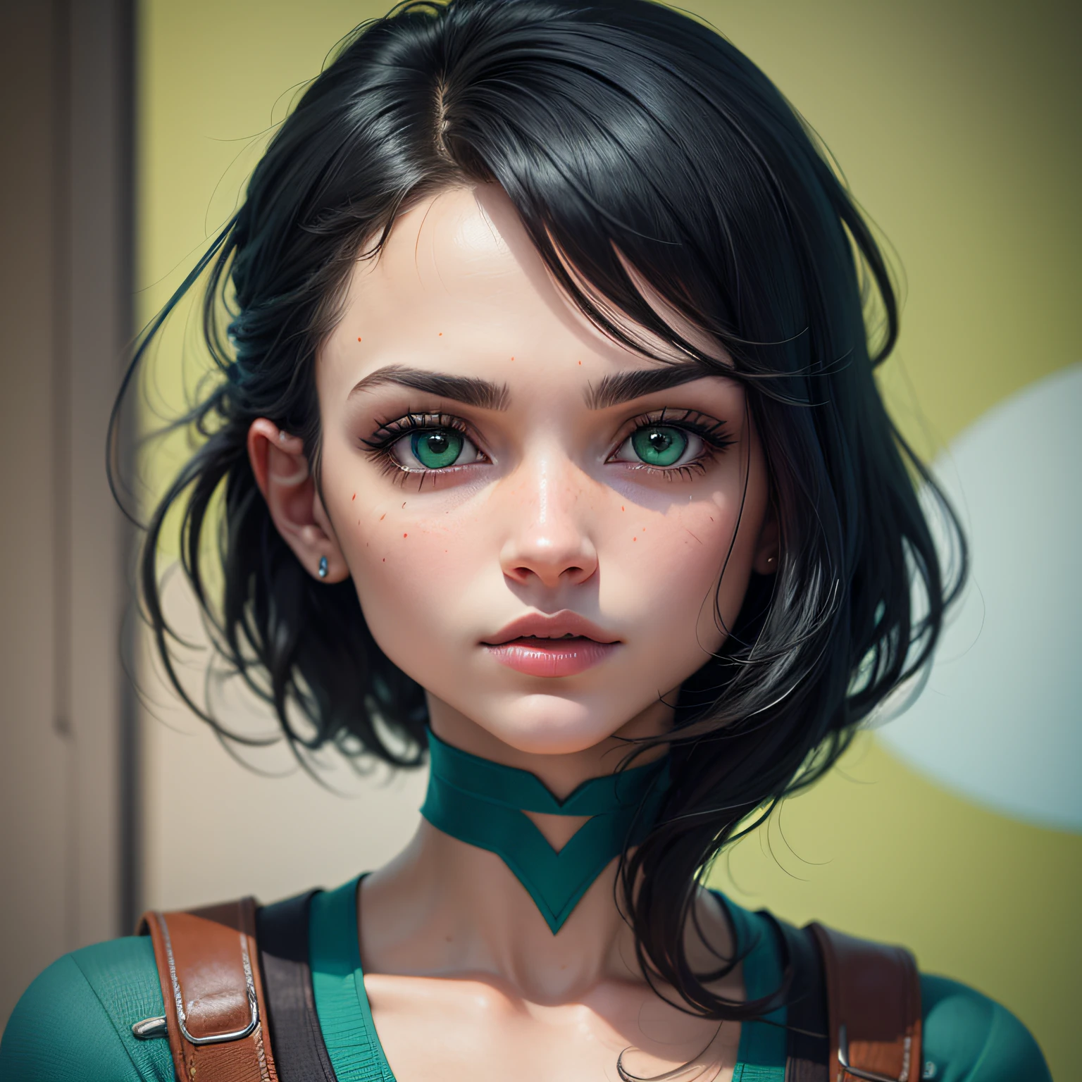 criar um avatar nunca feito antes, em forma de uma mulher de mais ou menos 25 anos, avatar realista de mulher linda, cabelo moreno, olho verde, avatar para canal de variedades --auto