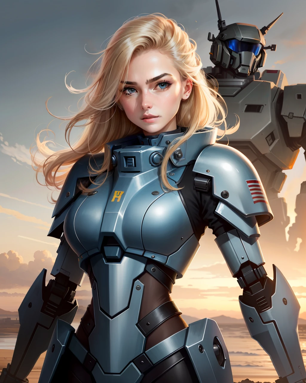 female soldier,mechs