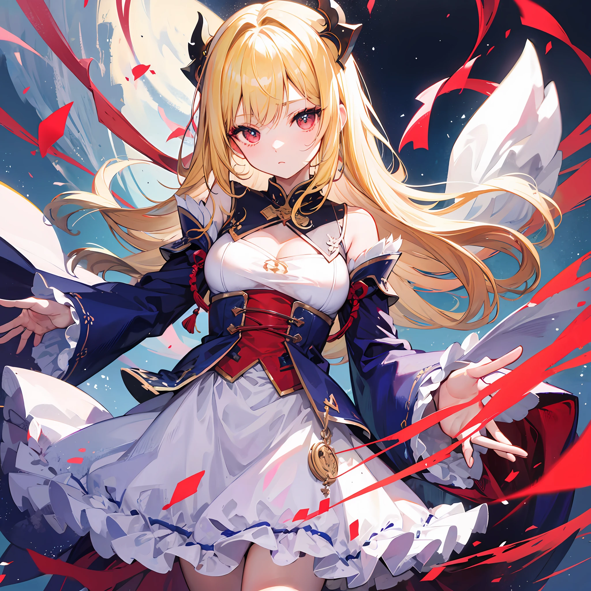 One blonde girl、Red-eyed、Fluffy clothes
