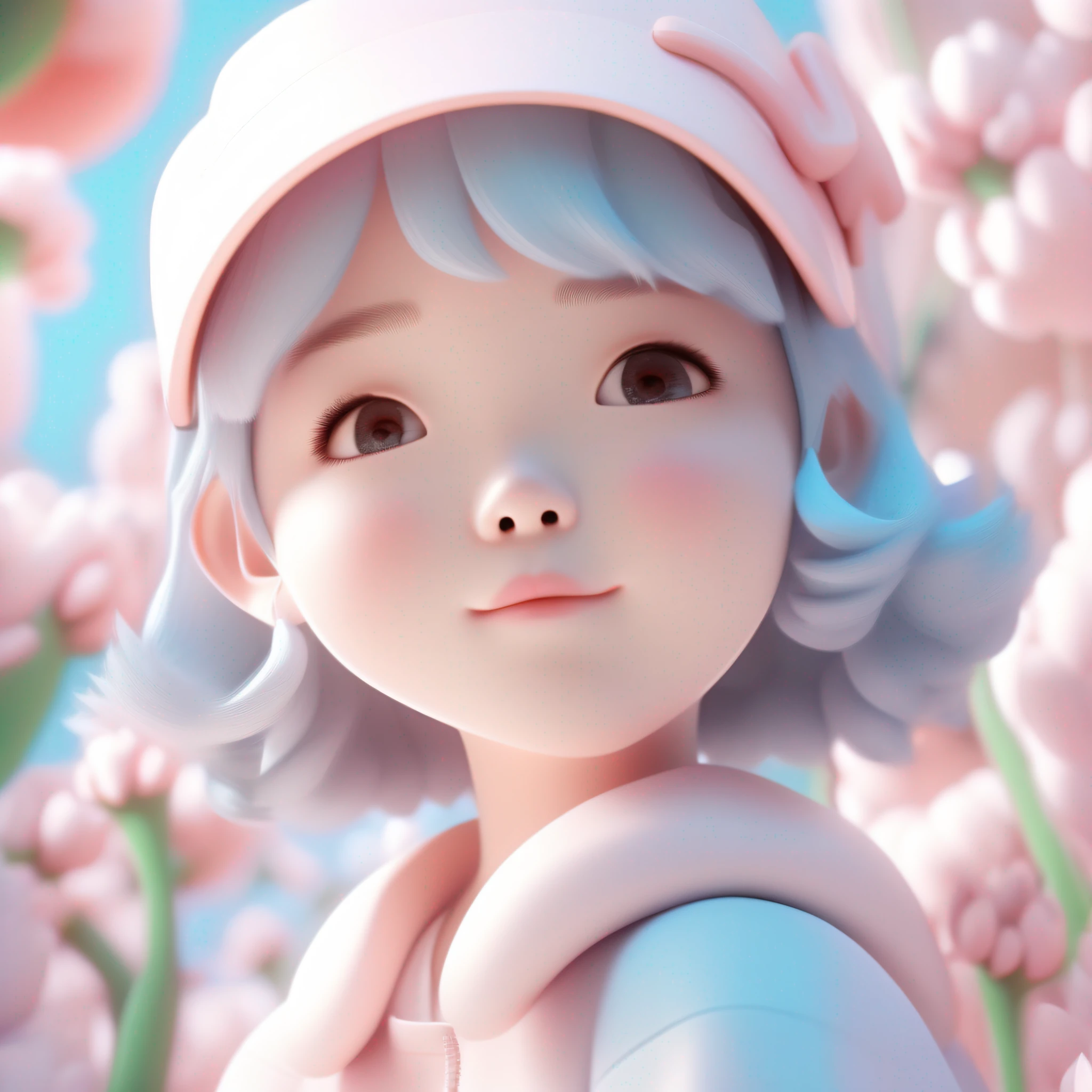 super cute girl IP by pop martScenes in spring,paste color, mockupfine lusterclean
background,dreamland,3D render,Soft focus,oc blender IPbest quality8k