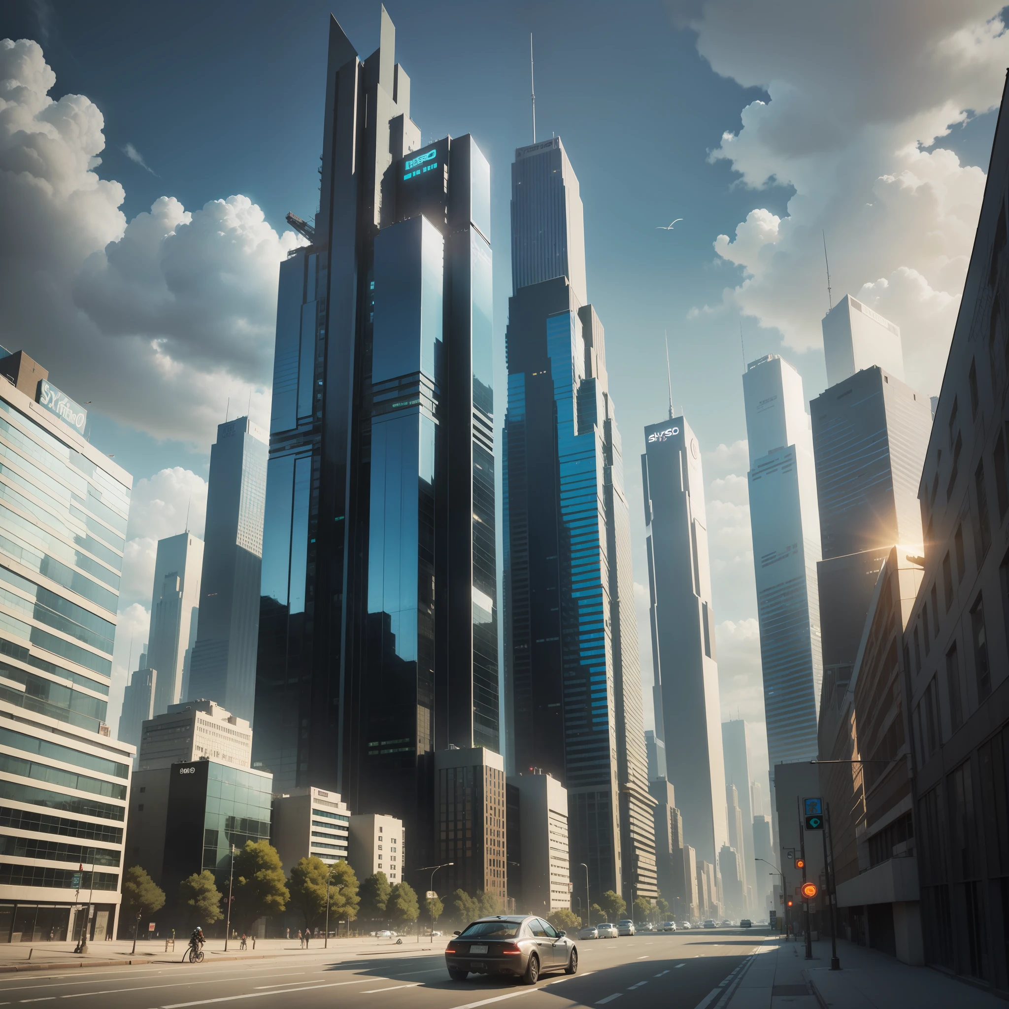 cyberpunked A futuristic world Skyscraper SF Kuso beste-Qualit masterpiece