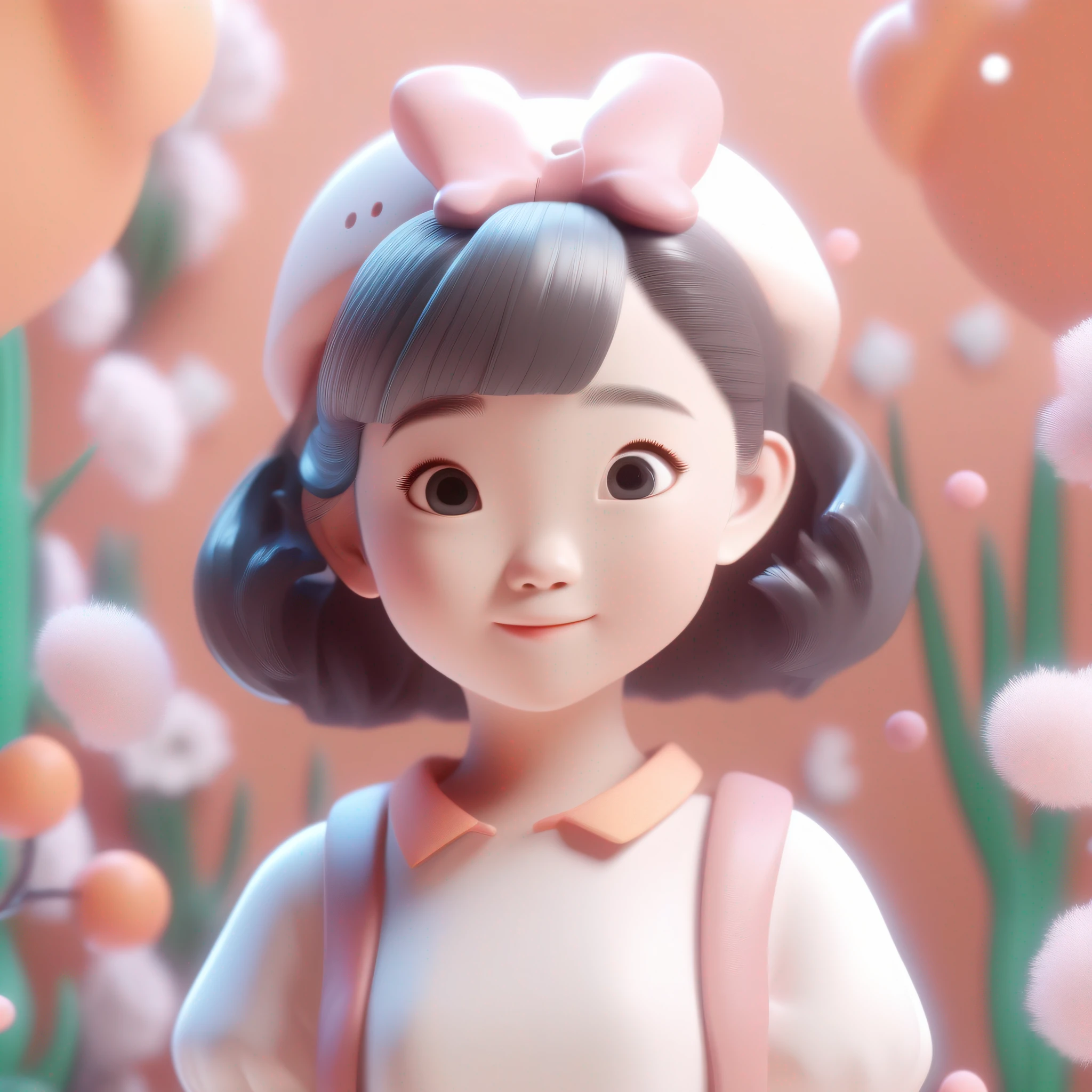 super cute girl IP by pop martScenes in spring,paste color, mockupfine lusterclean
background,dreamland,3D render,Soft focus,oc blender IPbest quality8k