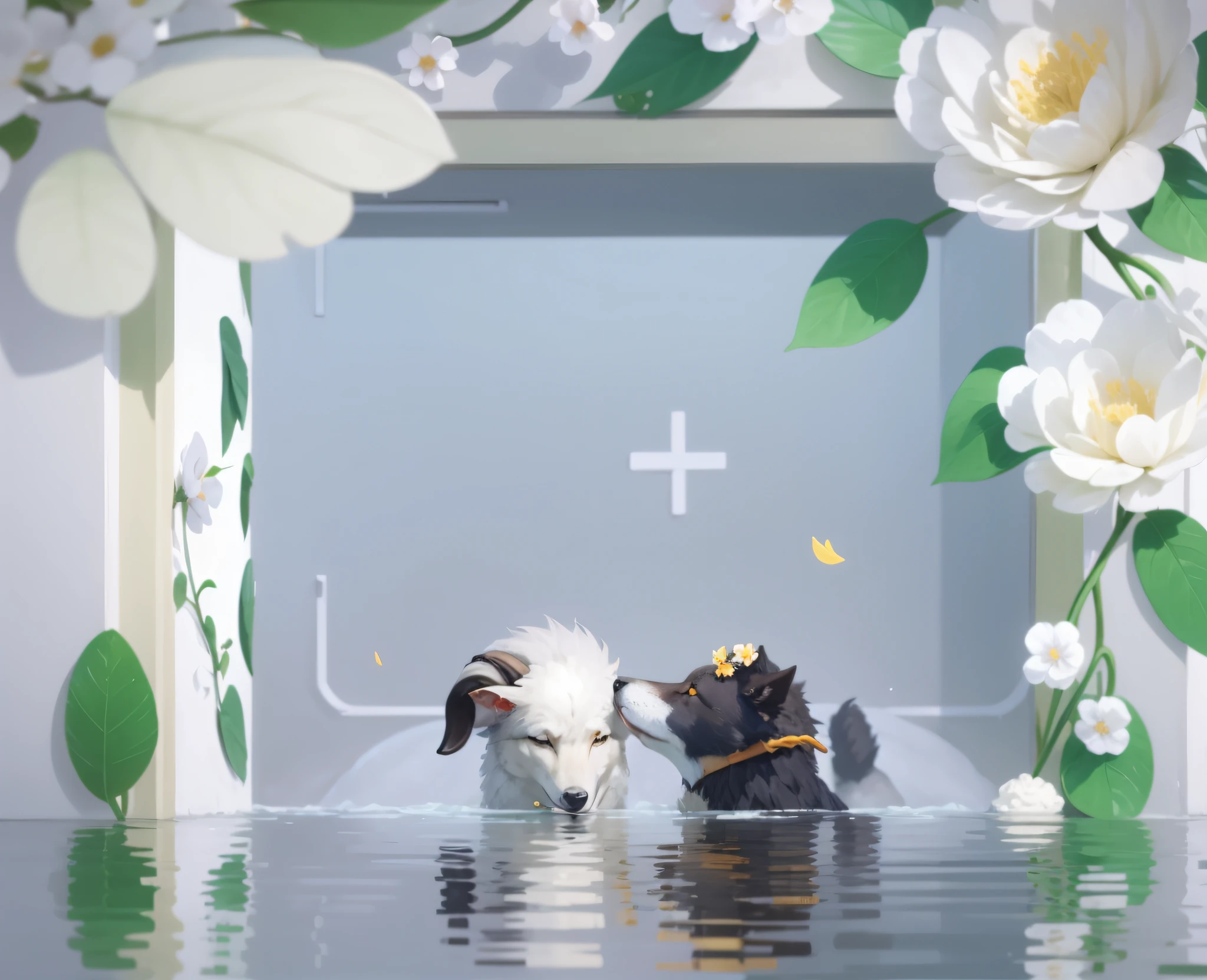 The lazy sheep present flowers to the gray wolf --auto