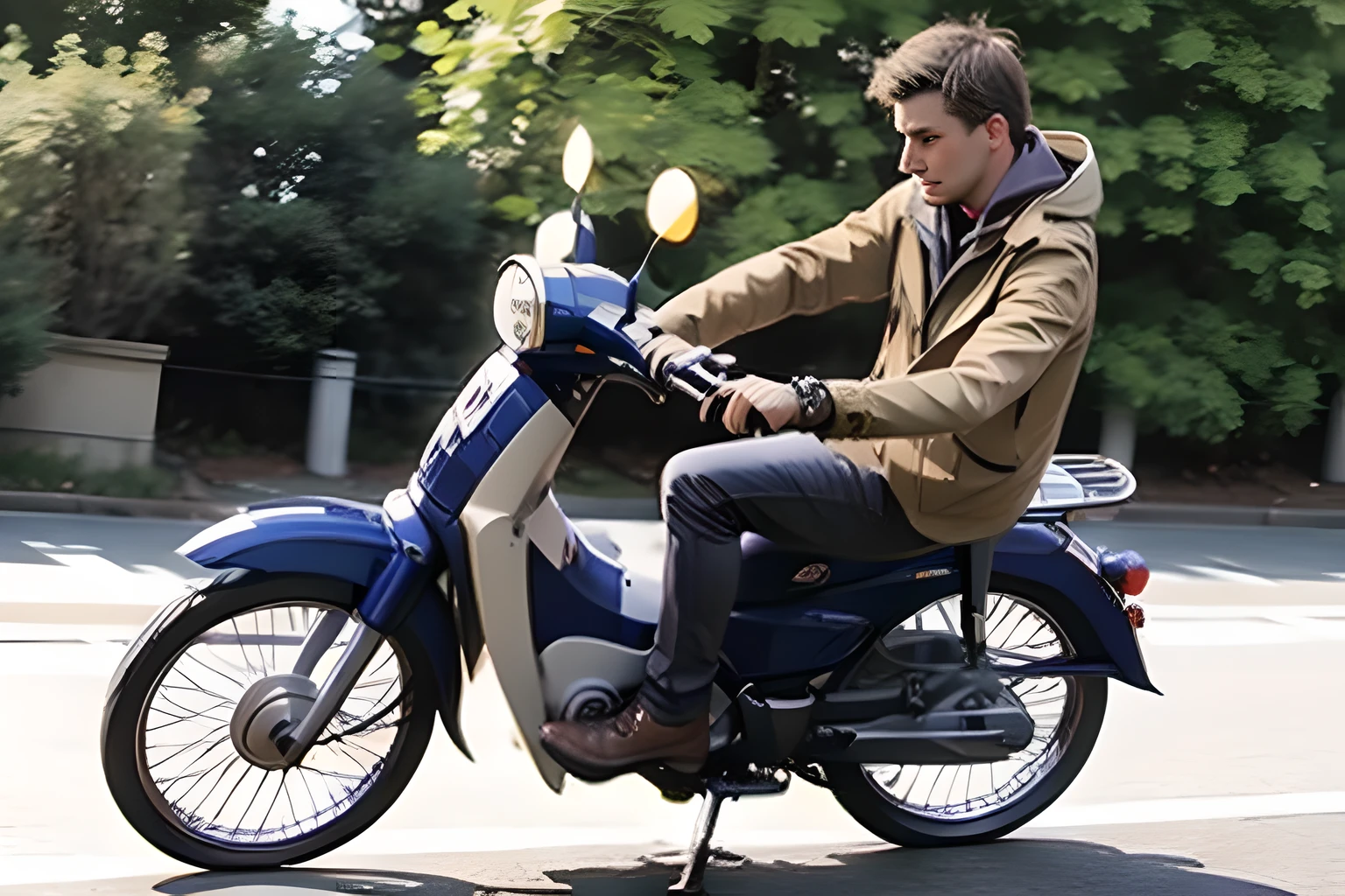 handsome Ethan Winters , cub , riding