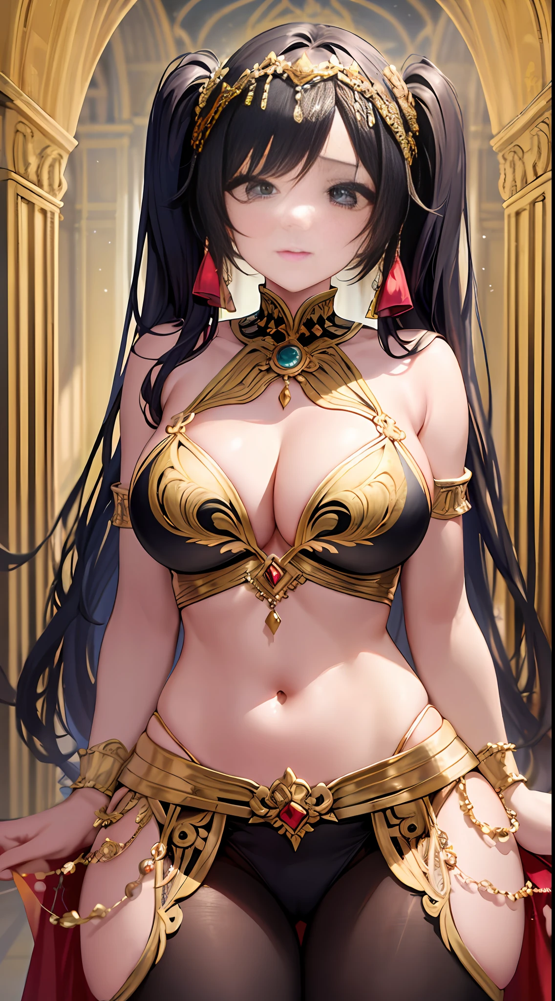 hora da maquiagem, quebrar, (qualidade superior, master part, 8k, muito detalhado, beautiful young lady), (1 : 1.5), (Loli: , (cabelo rosa), (sombra dos olhos), pele brilhante, (mascara: 1.0), (mid breast: 1.5),
(da frente: 1.8), (Cabelo Twintails), knee tights,
ultra high-resolution, Absurdo, (fundo branco), olhos amarelos, dressed as a belly dancer, nice suit, hindu aesthetic, usando uma roupa ornamentada, roupas opulentas vermelhas escuras ornamentadas, Cosplay ornamentado, beleza tradicional, Terno Tai, aesthetic!!!!!! female genie, arab princess, traje suntuoso vermelho e dourado, standingn, corpo inteiro