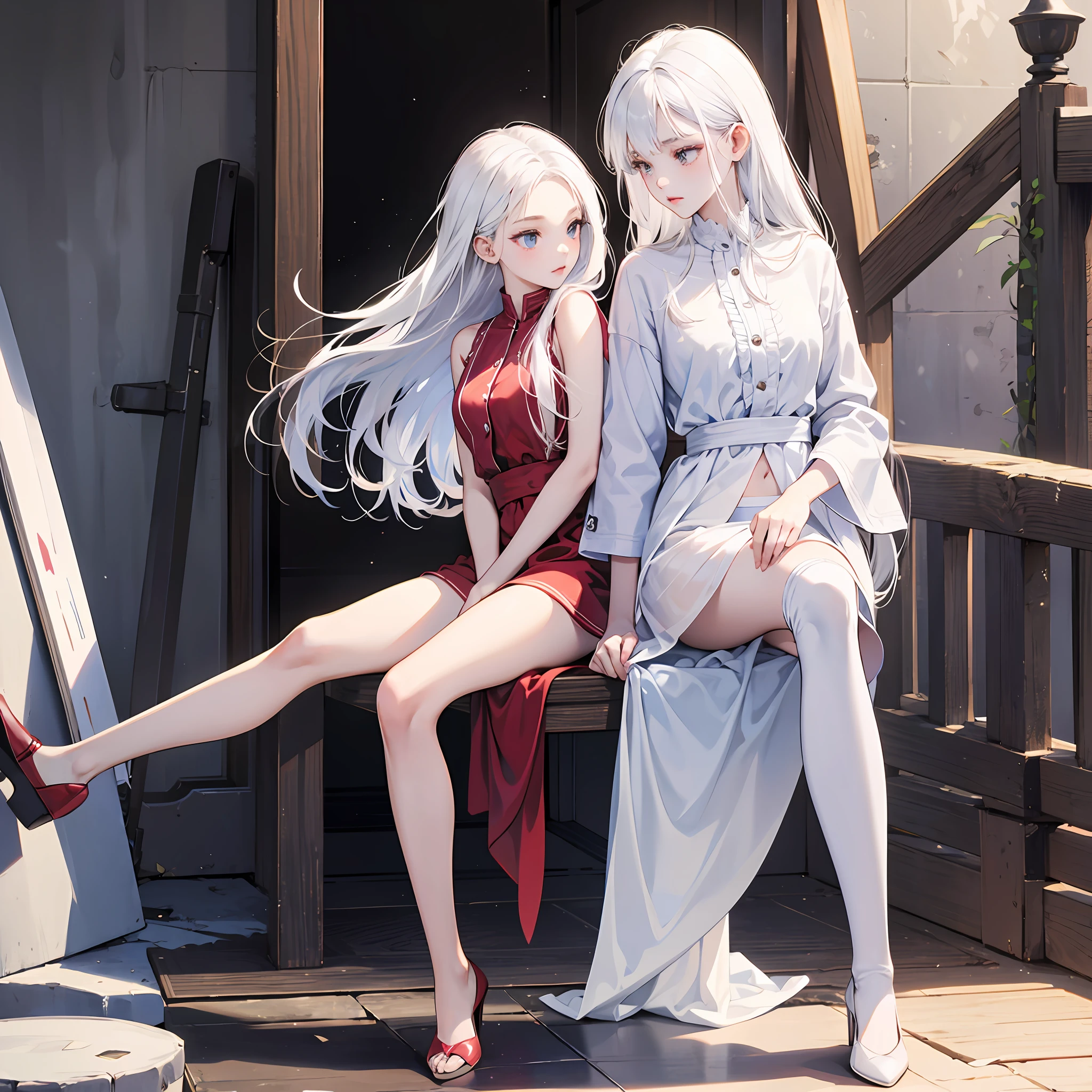 Girls White underwear, white skin, full body, white hair, excellent --auto