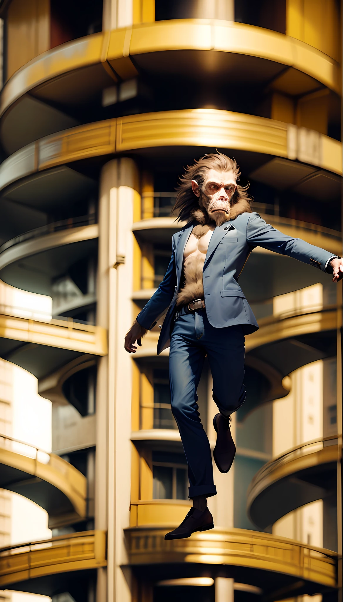 A program ape,Jump from the 30th floor,Modern clothing,humanized --auto