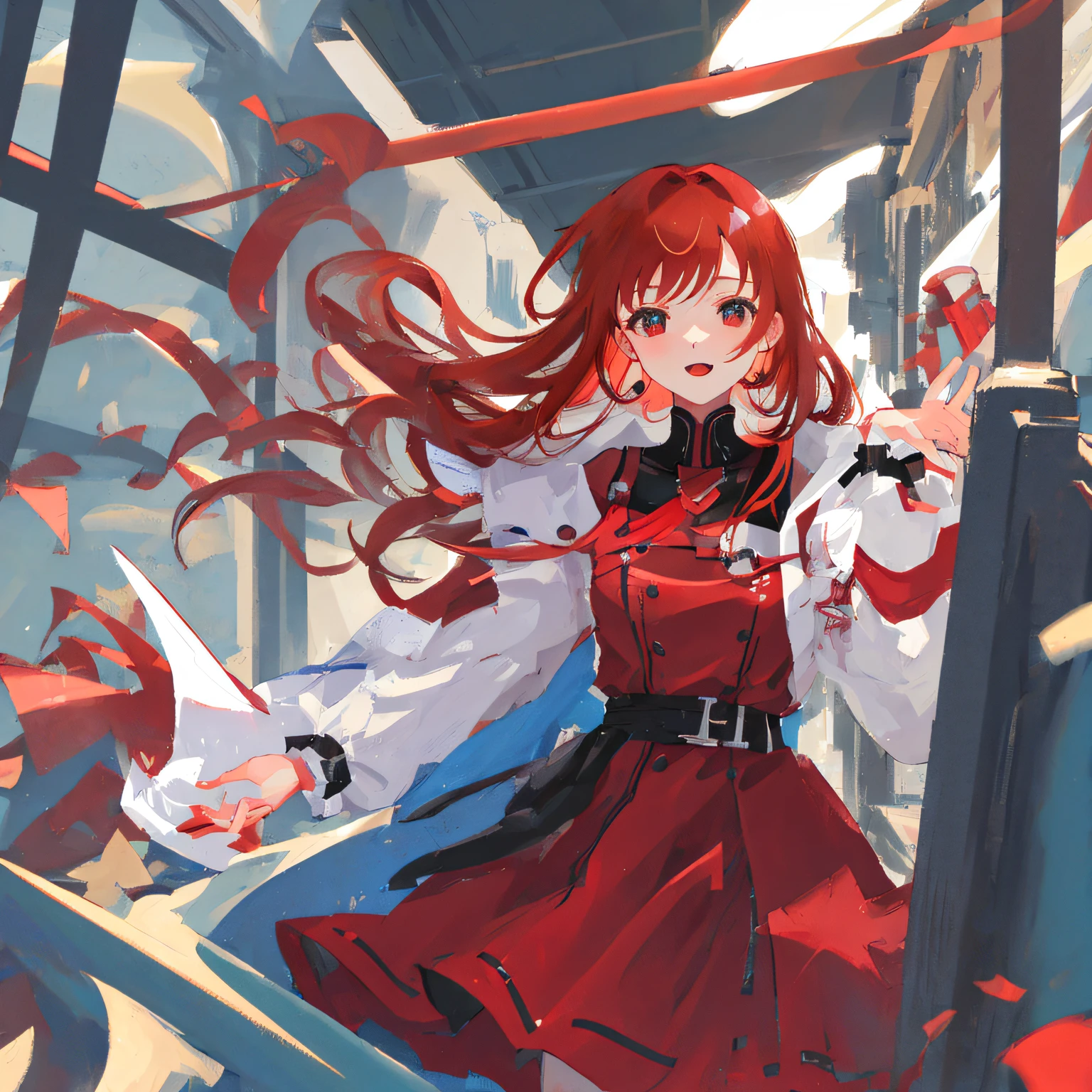 Lolita clothes，red colors，black colors，handcuff，Lori，Squat，Handcuffed