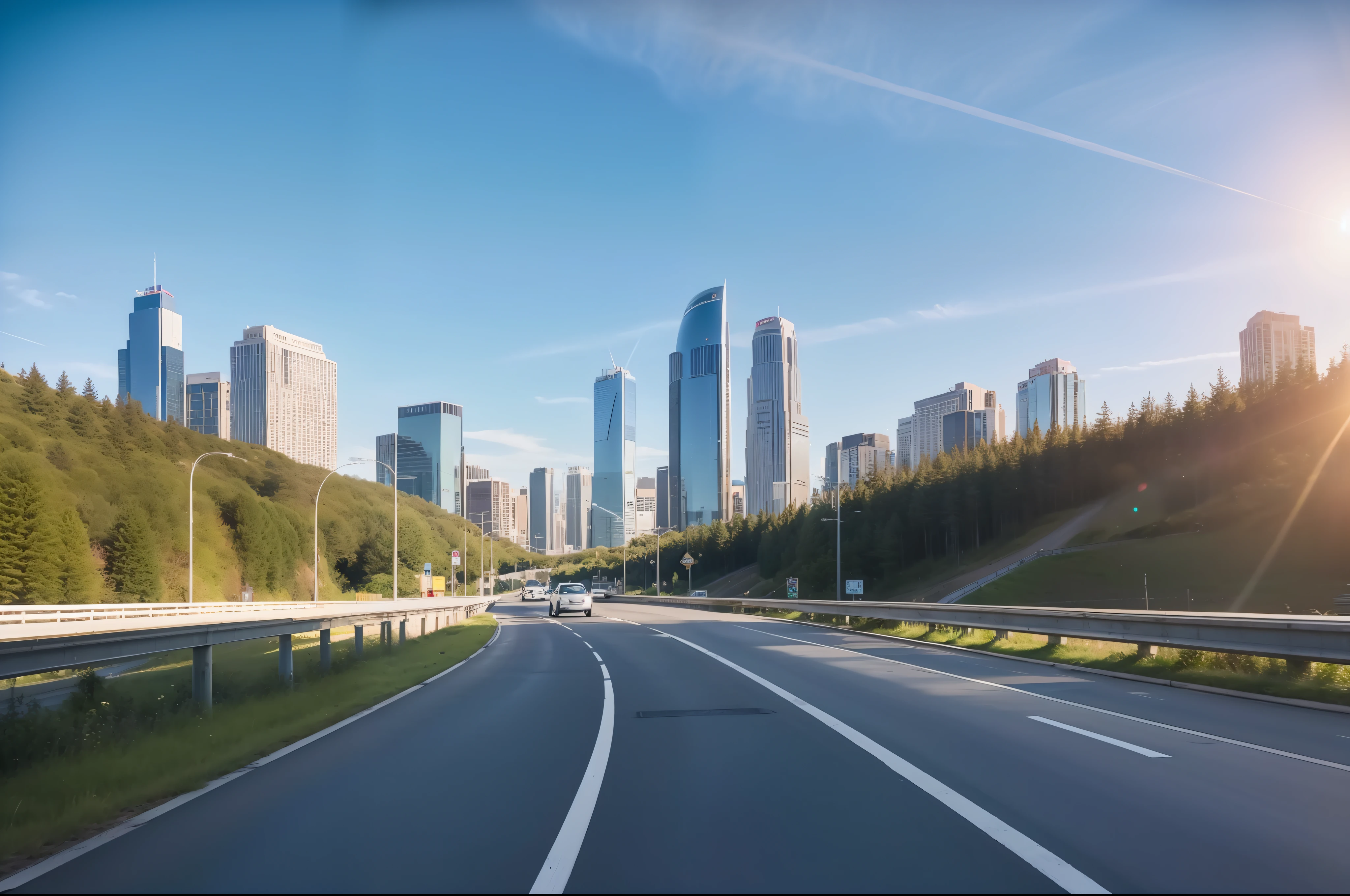 Future city scenic highway，A close-up of a highway，Live photos，8K，Kodak，shutter inventory