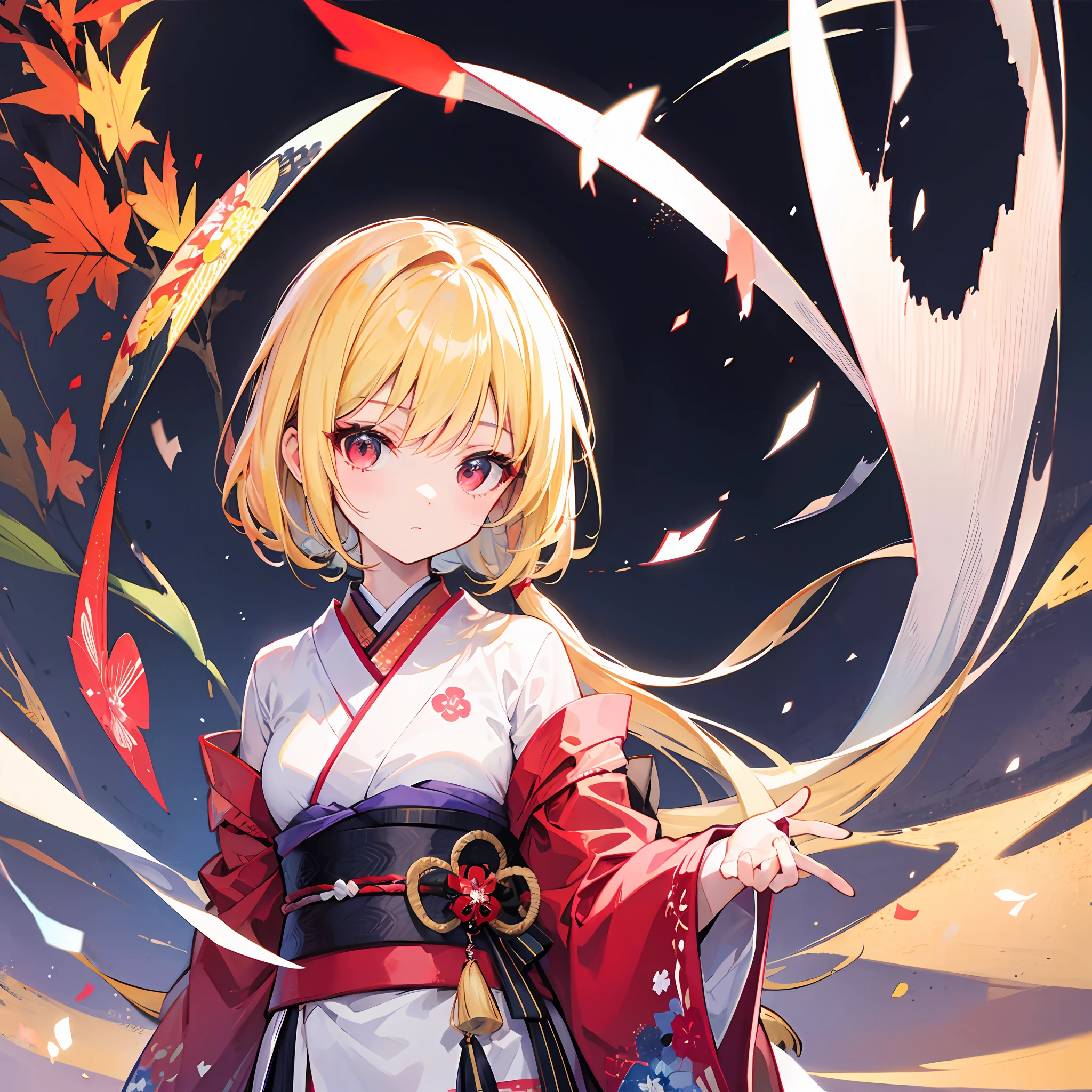 One blonde girl、Red-eyed、Kimono