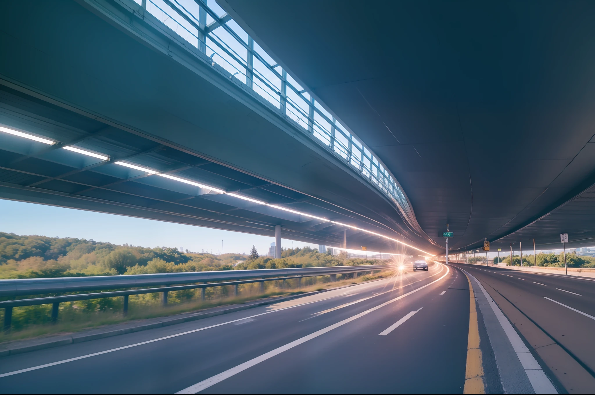 Future city scenic highway，A close-up of a highway，Live photos，8K，Kodak，shutter inventory