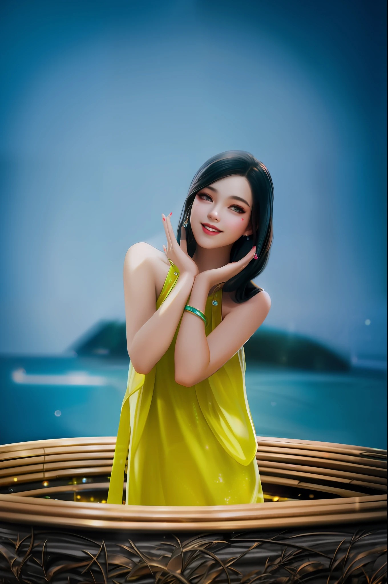 best quality, masterpiece, highres, 1girl, transparent silk china dress, beautiful face, hair ornament, looking at viewer, smile, closed mouth,lips, dress,hair ornament, necklace, jewelry, long hair, earrings, Beautiful face,upon_body, tyndall effect,photorealistic, dark studio, rim lighting, two tone lighting,(high detailed skin:1.2), 8k uhd, dslr, soft lighting, high quality, volumetric lighting, candid, Photograph, high resolution, 4k, 8k, Bokeh