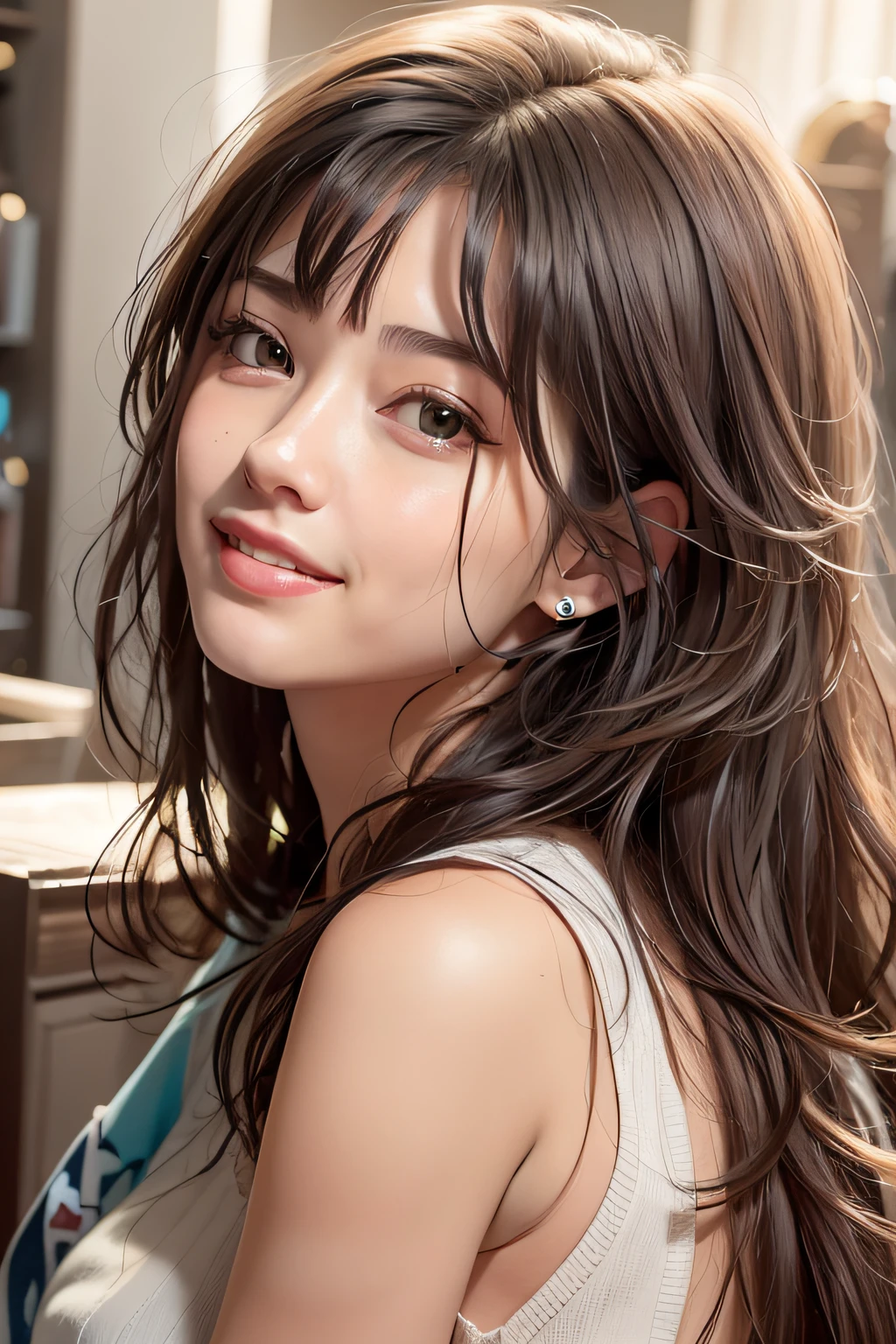 shorth hair、a smile