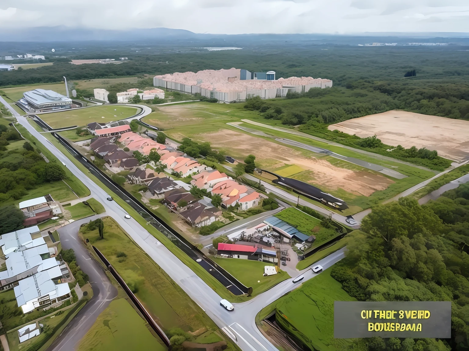 Aerial view of houses and high-rise buildings with plenty of trees and a sense of technology, aerial perspective, arial shot, drone view, ariel view, wide aerial shot, Aerial view, aerial shot, aerial footage, aerial view from above, upper view, shot from drone, Aerial Photography, high aerial shot, top - view, distant shot birds eye view, airborne view，HD8K，Remove the watermark