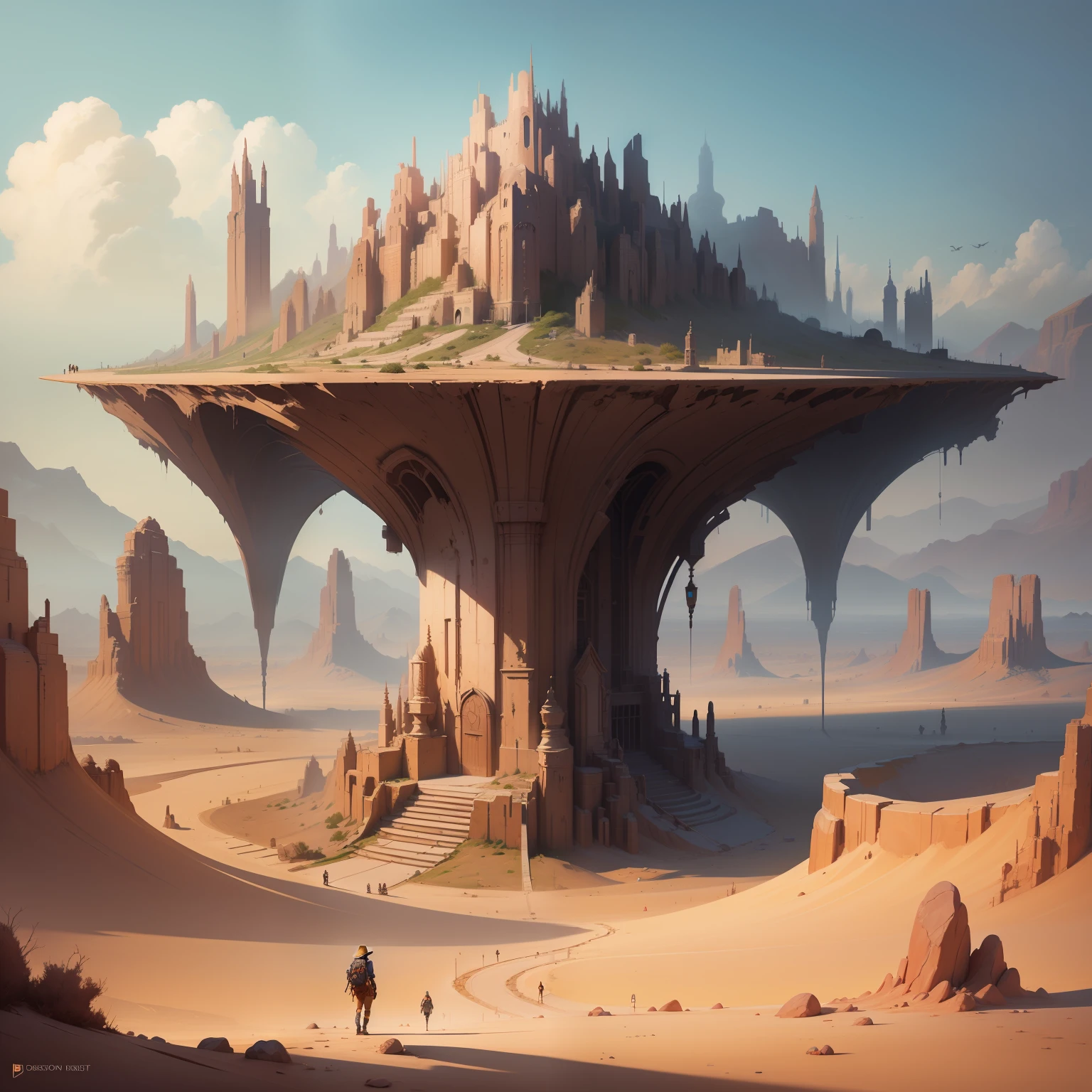 A desert,digital painting concept art, Digital painting, environment painting, detailed digital concept art, environmentart, concept art style, concept art digital illustration,Four connected paintings